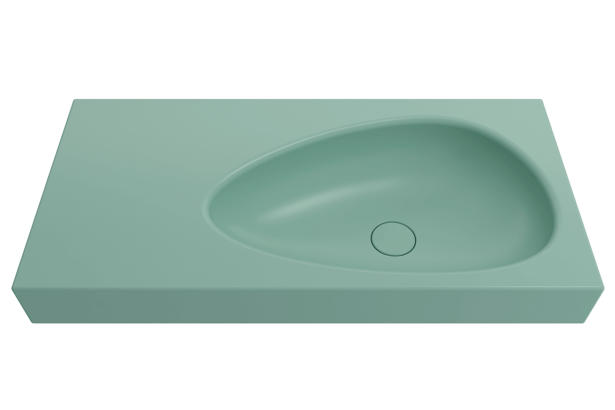 Alternate Image for BOCCHI Etna 36" Palette Shaped Wallmount Fireclay Bathroom Sink, Matte Mint Green, 1115-033-0125