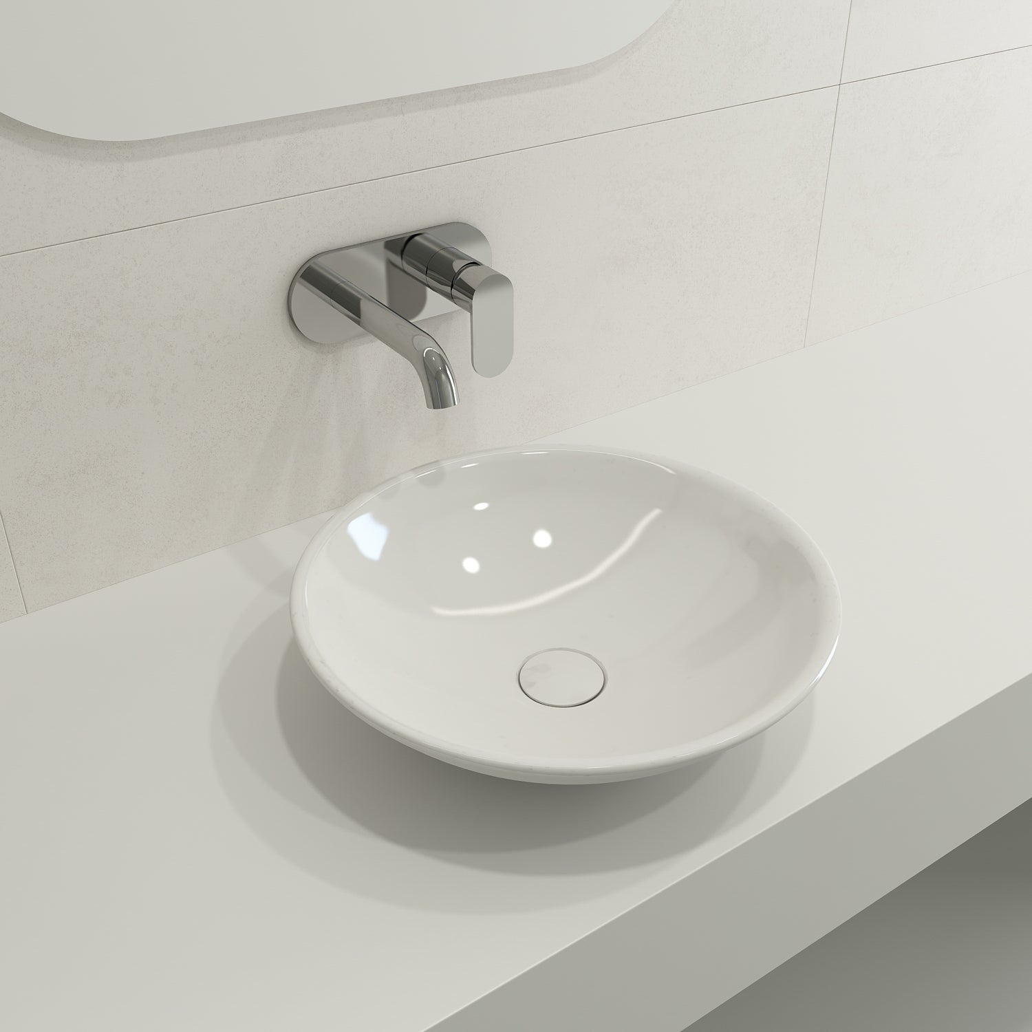 BOCCHI Venezia 16" Round Vessel Fireclay Bathroom Sink, White, 1120-001-0125