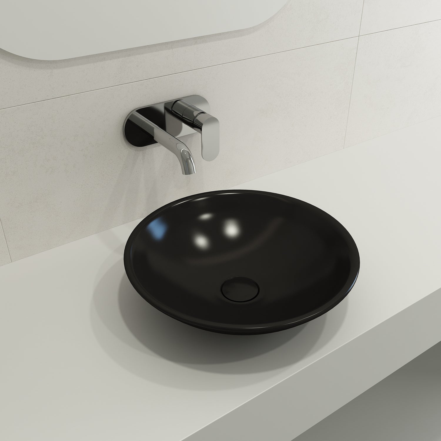 BOCCHI Venezia 16" Round Vessel Fireclay Bathroom Sink, Matte Black, 1120-004-0125