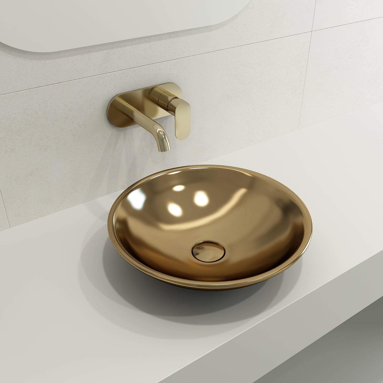 BOCCHI Venezia 16" Round Vessel Fireclay Bathroom Sink, Matte Gold, 1120-403-0125