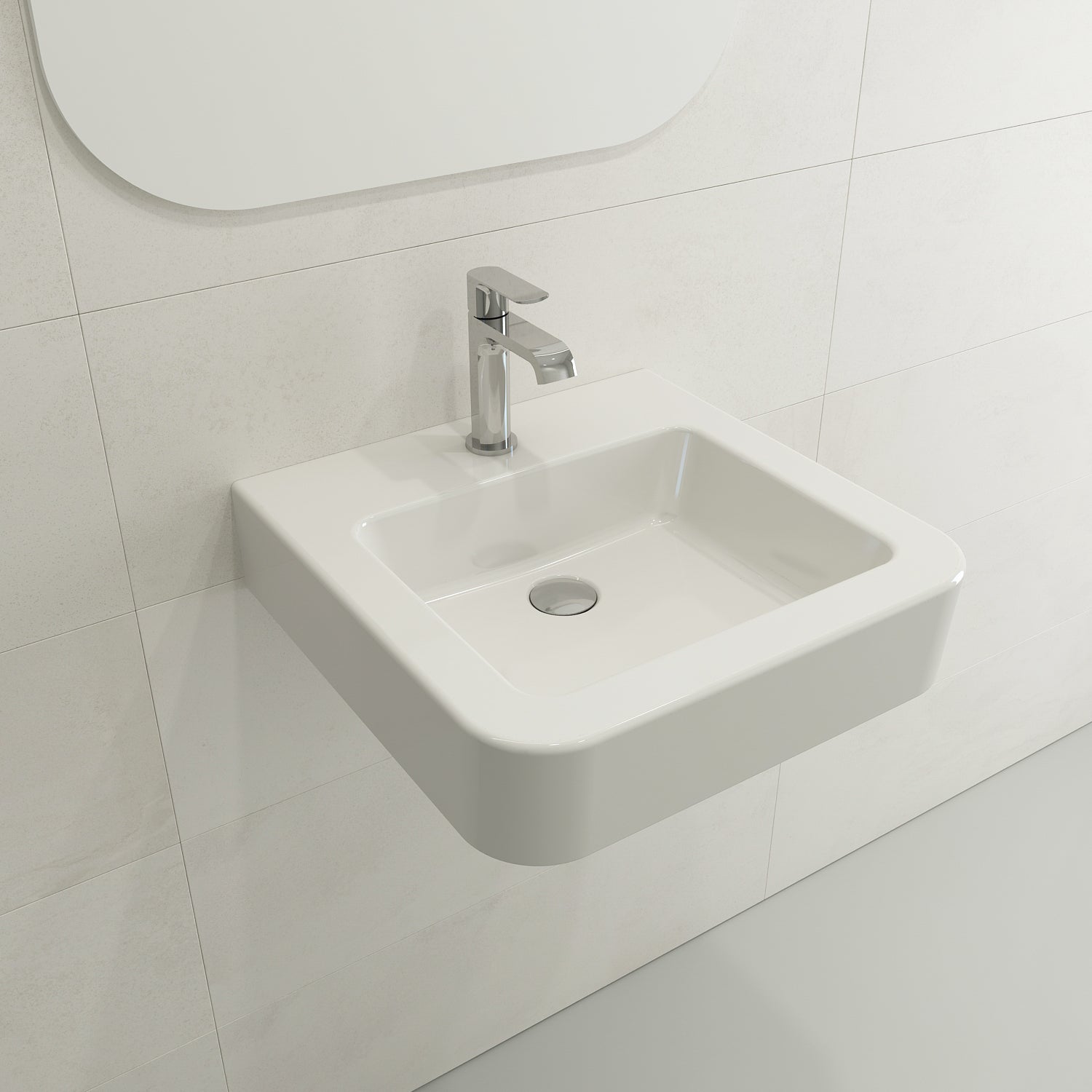 Alternate Image for BOCCHI Parma 20" Rectangle Wallmount Fireclay Bathroom Sink, White, Single Faucet Hole, 1122-001-0126