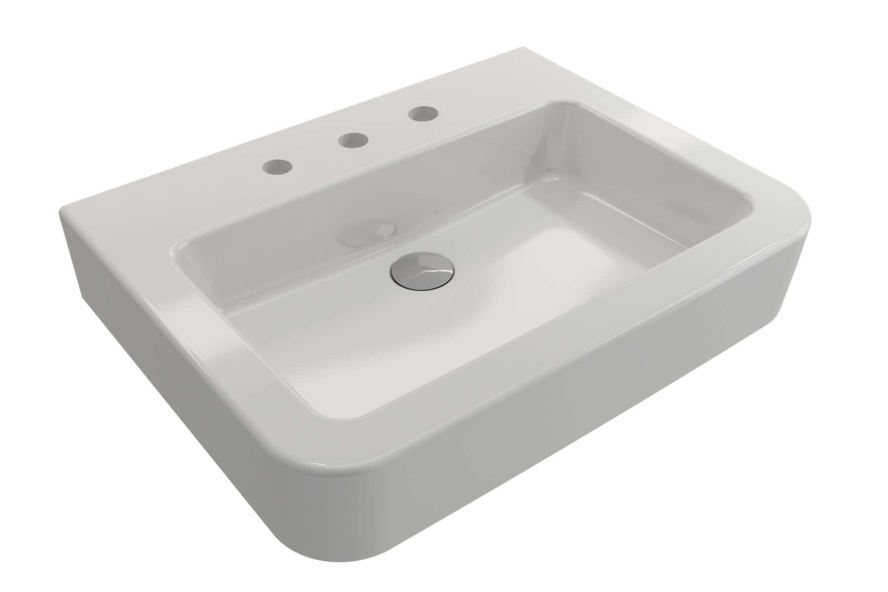 Alternate Image for BOCCHI Parma 26" Rectangle Wallmount Fireclay Bathroom Sink, White, 3 Faucet Hole, 1123-001-0127
