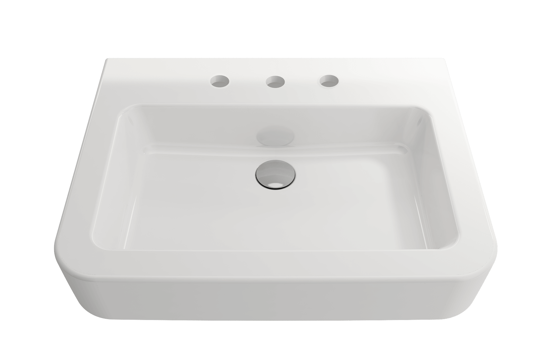 Alternate Image for BOCCHI Parma 26" Rectangle Wallmount Fireclay Bathroom Sink, White, 3 Faucet Hole, 1123-001-0127