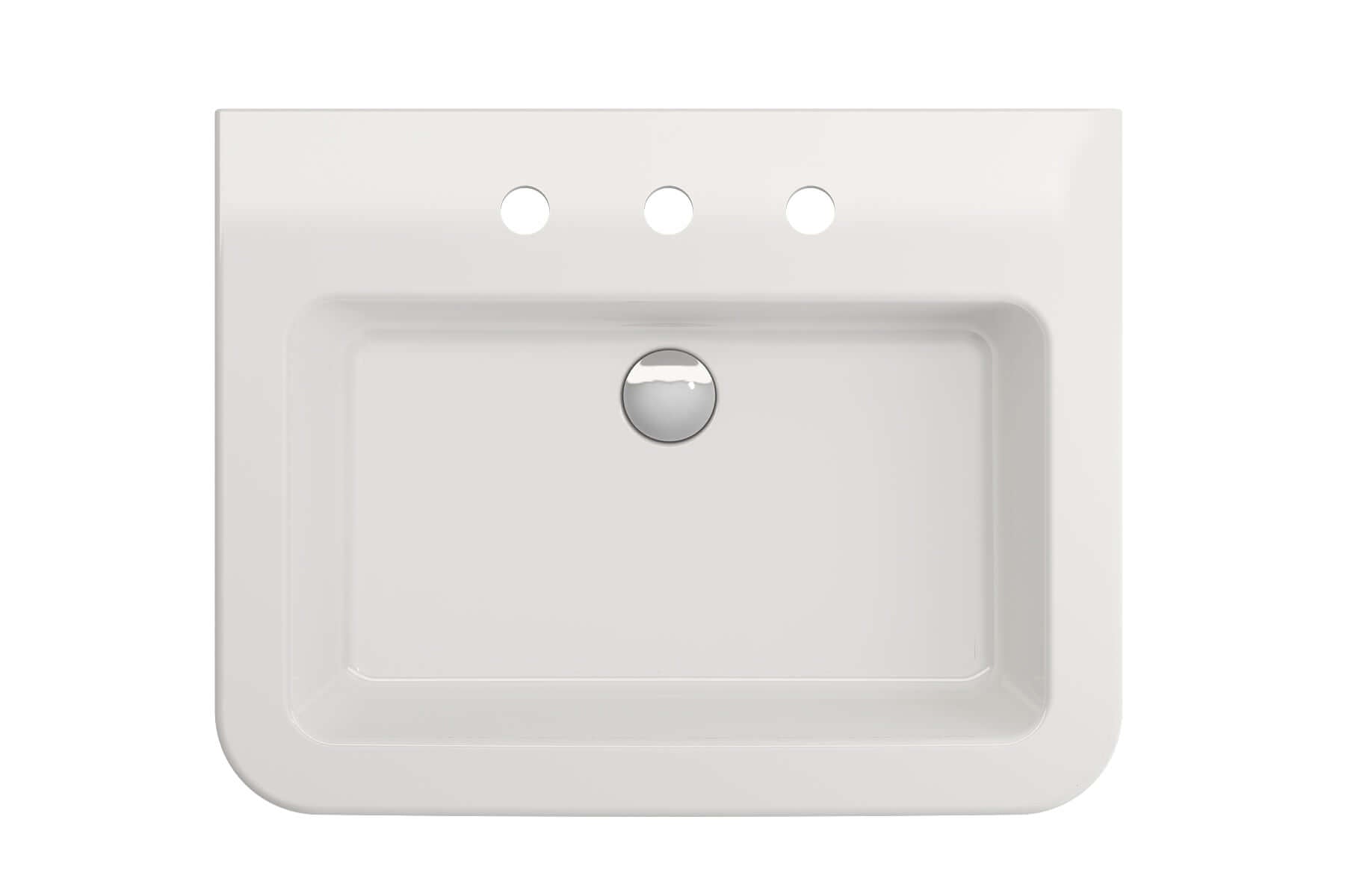 Alternate Image for BOCCHI Parma 26" Rectangle Wallmount Fireclay Bathroom Sink, White, 3 Faucet Hole, 1123-001-0127