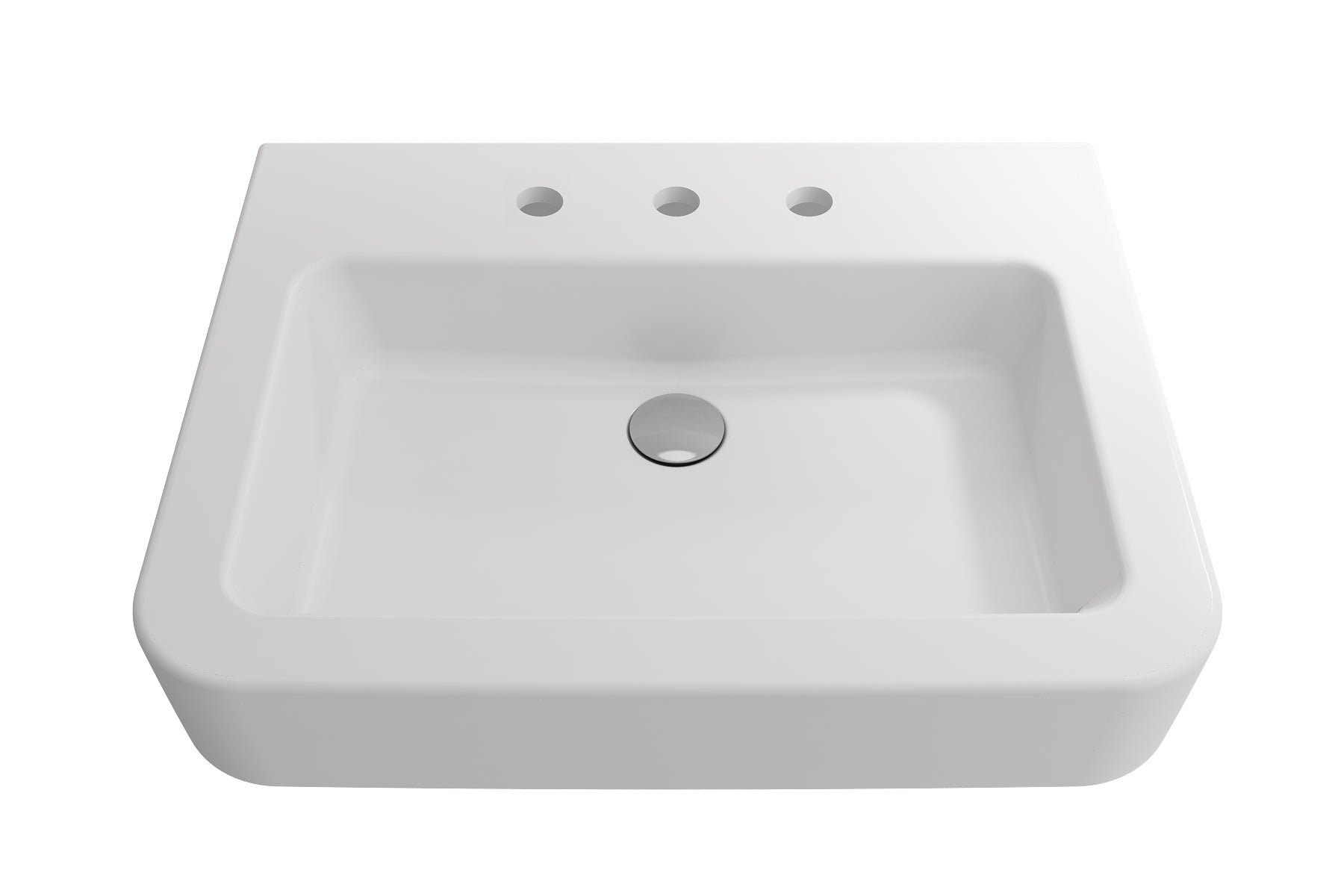 Alternate Image for BOCCHI Parma 26" Rectangle Wallmount Fireclay Bathroom Sink, Matte White, 3 Faucet Hole, 1123-002-0127
