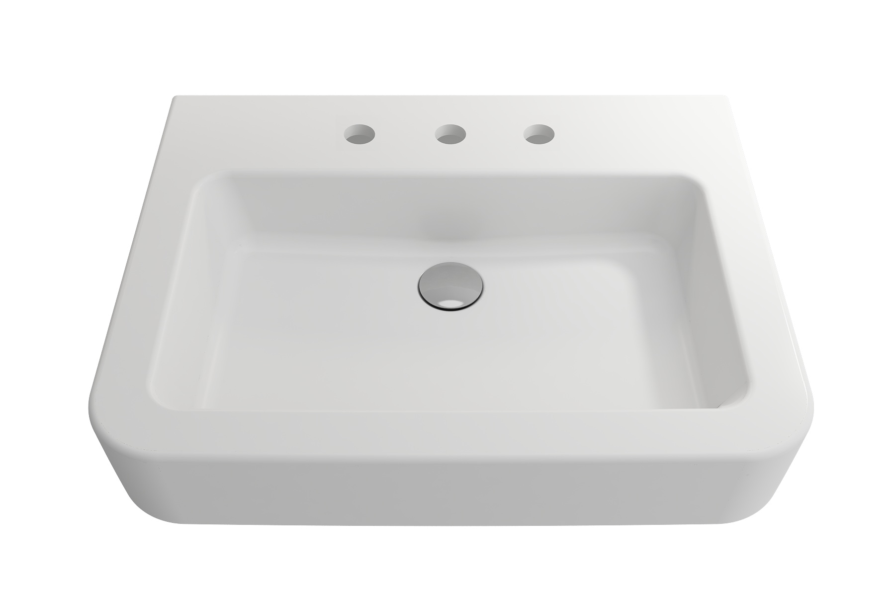 Alternate Image for BOCCHI Parma 26" Rectangle Wallmount Fireclay Bathroom Sink, Matte White, 3 Faucet Hole, 1123-002-0127