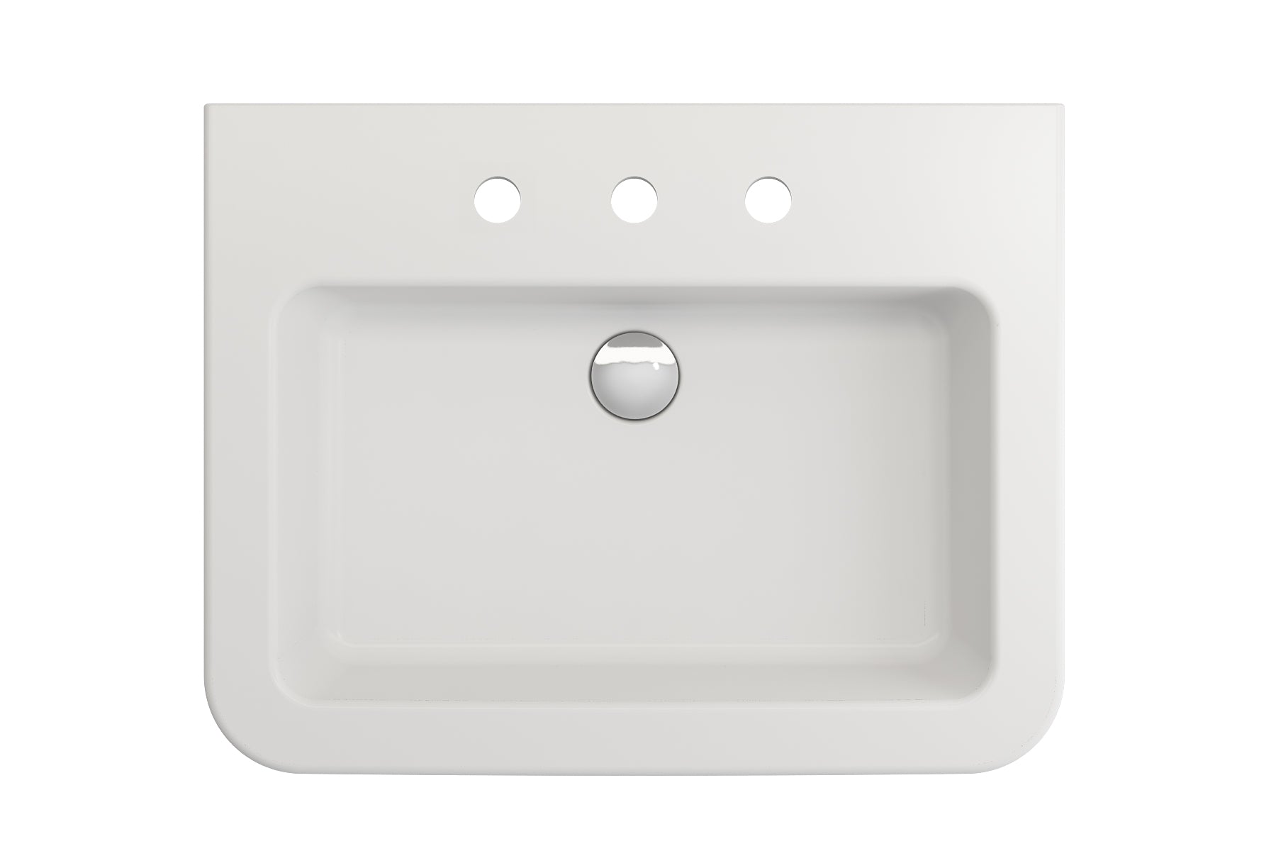 Alternate Image for BOCCHI Parma 26" Rectangle Wallmount Fireclay Bathroom Sink, Matte White, 3 Faucet Hole, 1123-002-0127