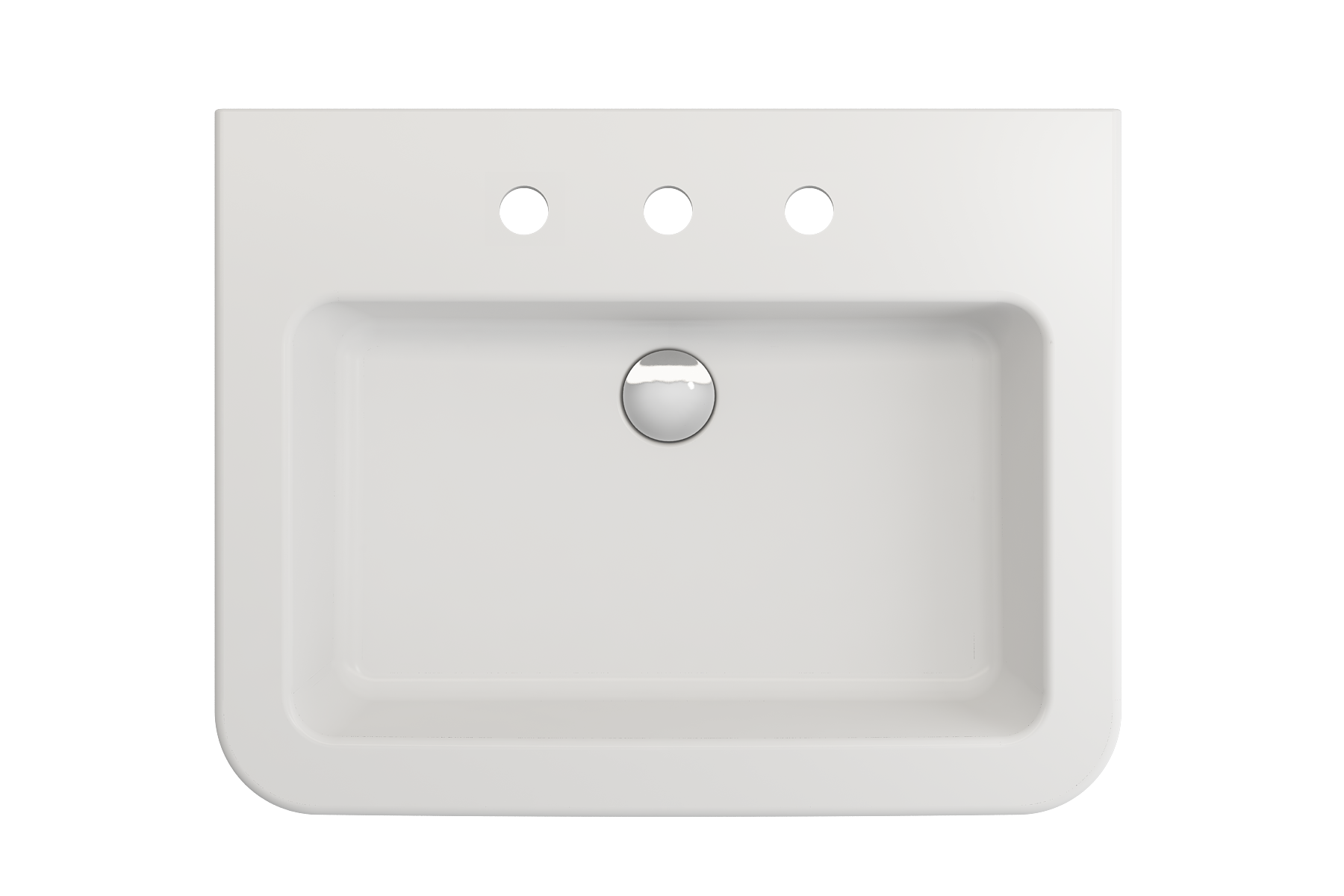 Alternate Image for BOCCHI Parma 26" Rectangle Wallmount Fireclay Bathroom Sink, Matte White, 3 Faucet Hole, 1123-002-0127
