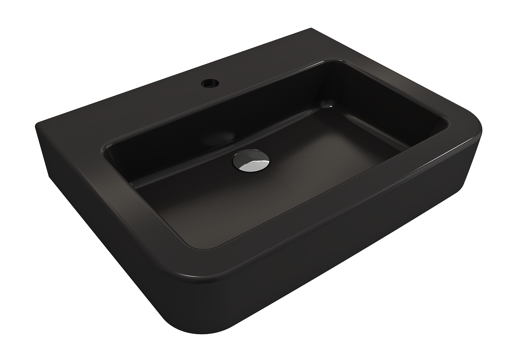 Alternate Image for BOCCHI Parma 26" Rectangle Wallmount Fireclay Bathroom Sink, Matte Black, Single Faucet Hole, 1123-004-0126