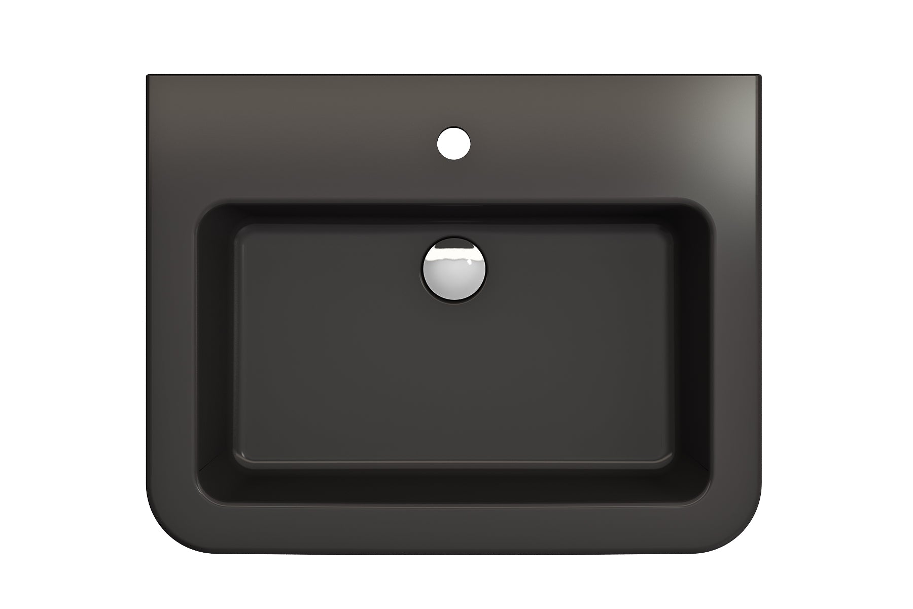 Alternate Image for BOCCHI Parma 26" Rectangle Wallmount Fireclay Bathroom Sink, Matte Black, Single Faucet Hole, 1123-004-0126