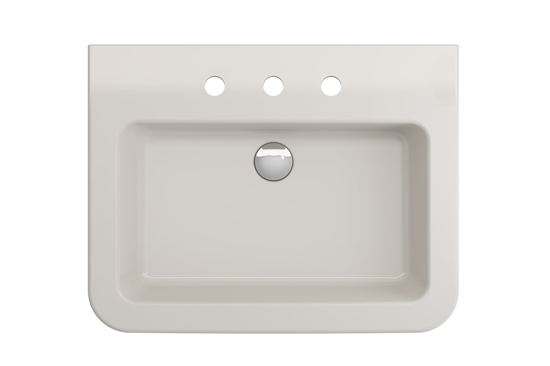 Alternate Image for BOCCHI Parma 26" Rectangle Wallmount Fireclay Bathroom Sink, Biscuit, 3 Faucet Hole, 1123-014-0127