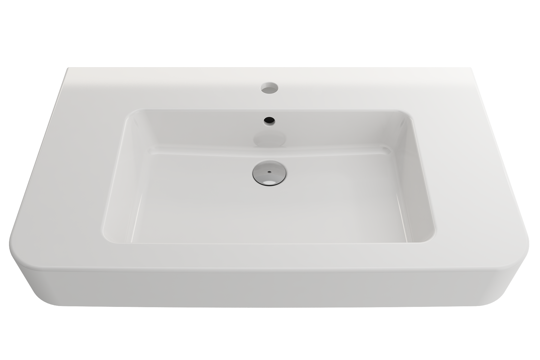 Alternate Image for BOCCHI Parma 34" Rectangle Wallmount Fireclay Bathroom Sink, White, Single Faucet Hole, 1124-001-0126