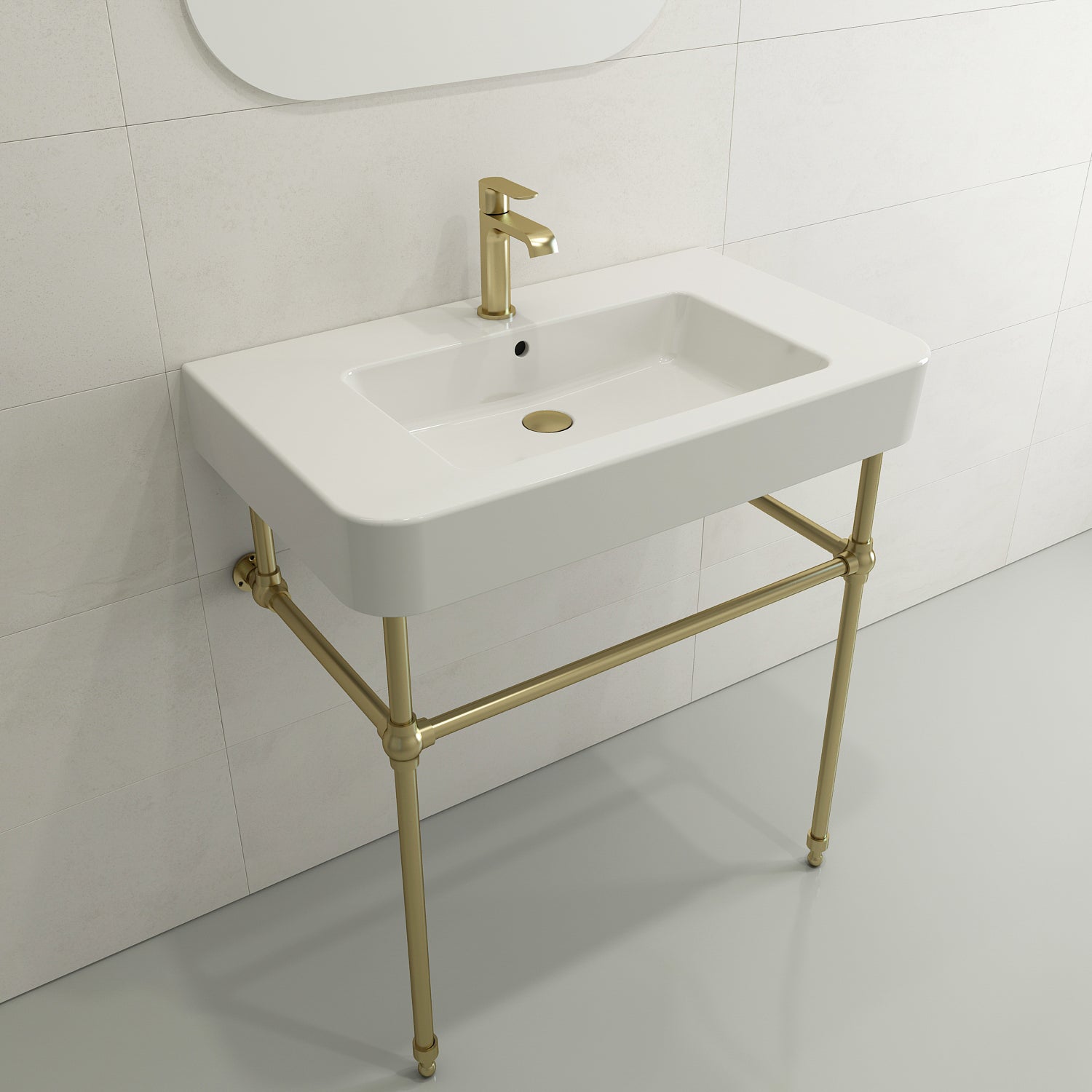 Alternate Image for BOCCHI Parma 34" Rectangle Wallmount Fireclay Bathroom Sink, White, Single Faucet Hole, 1124-001-0126