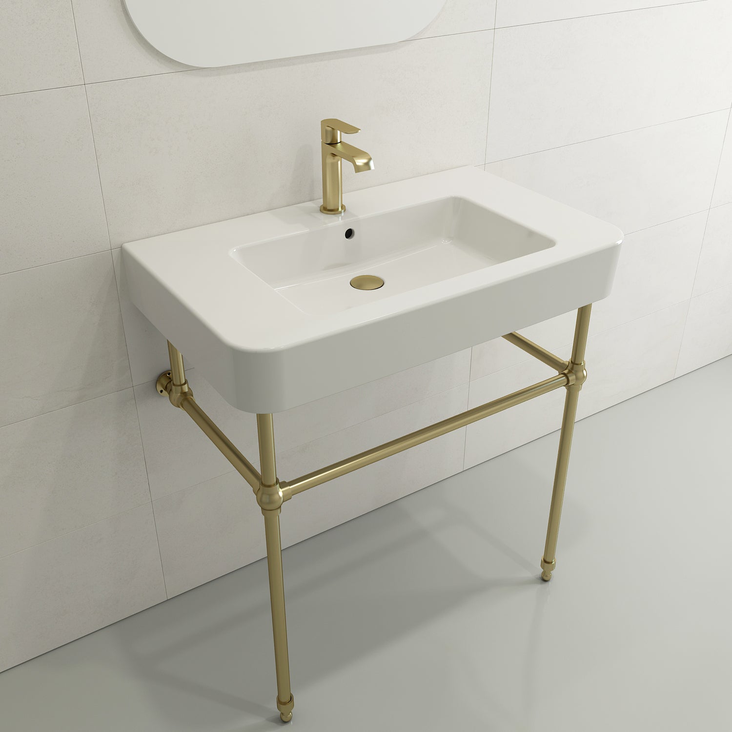 Alternate Image for BOCCHI Parma 34" Rectangle Wallmount Fireclay Bathroom Sink, White, Single Faucet Hole, 1124-001-0126