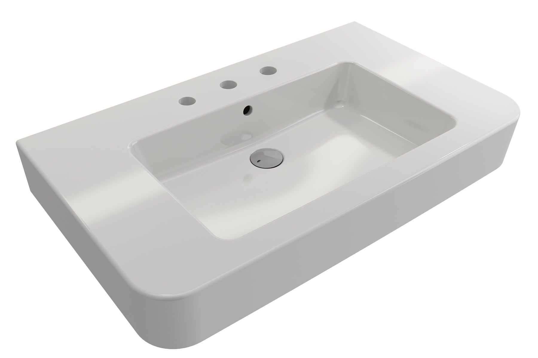 Alternate Image for BOCCHI Parma 34" Rectangle Wallmount Fireclay Bathroom Sink, White, 3 Faucet Hole, 1124-001-0127