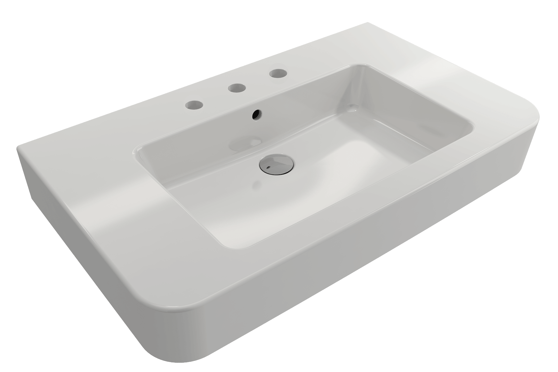 Alternate Image for BOCCHI Parma 34" Rectangle Wallmount Fireclay Bathroom Sink, White, 3 Faucet Hole, 1124-001-0127