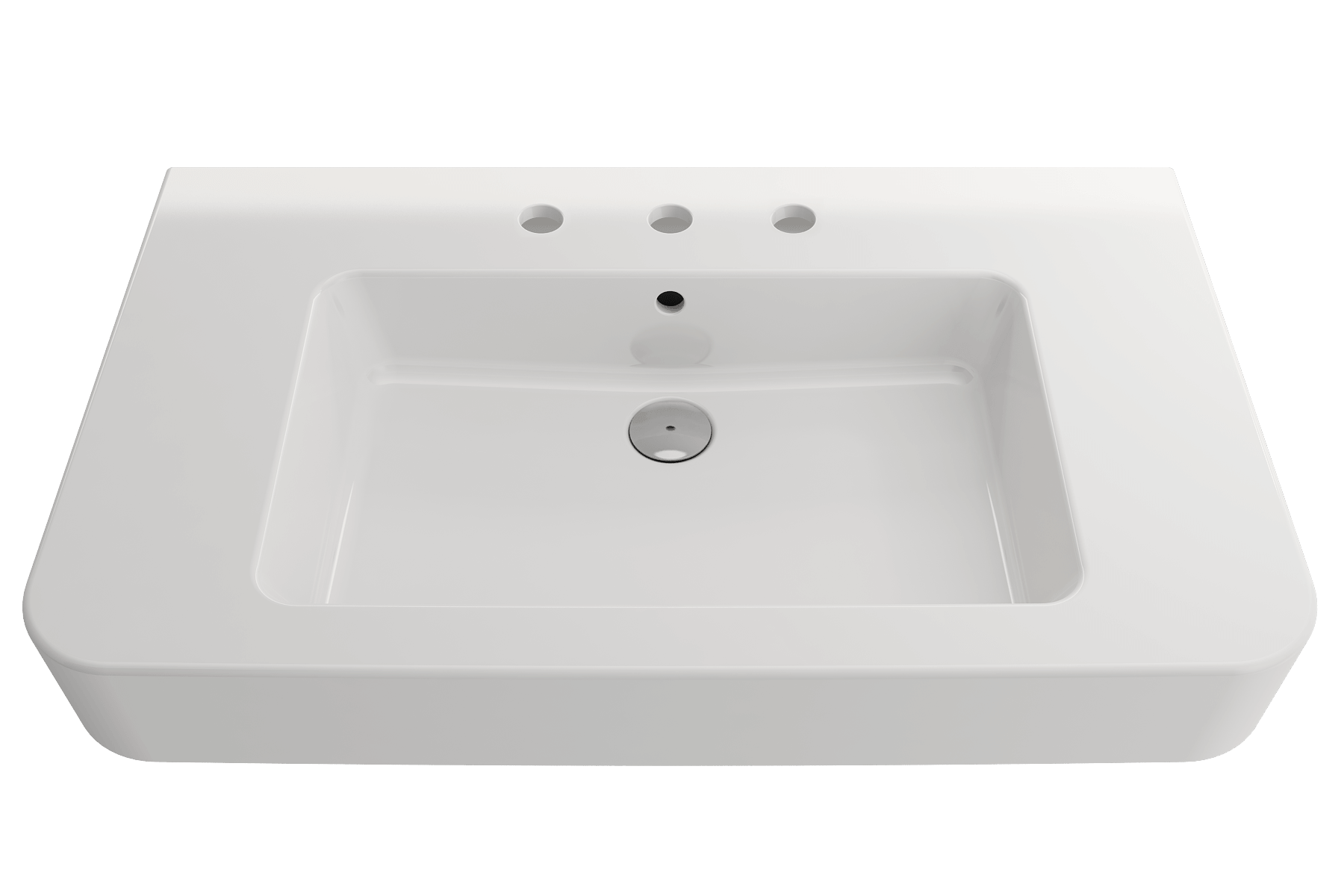 Alternate Image for BOCCHI Parma 34" Rectangle Wallmount Fireclay Bathroom Sink, White, 3 Faucet Hole, 1124-001-0127