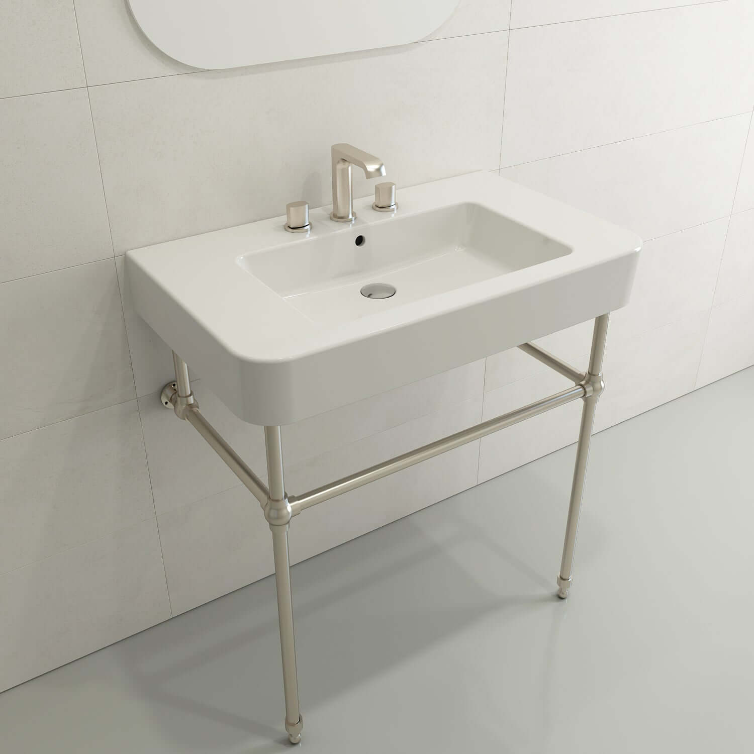 Alternate Image for BOCCHI Parma 34" Rectangle Wallmount Fireclay Bathroom Sink, White, 3 Faucet Hole, 1124-001-0127