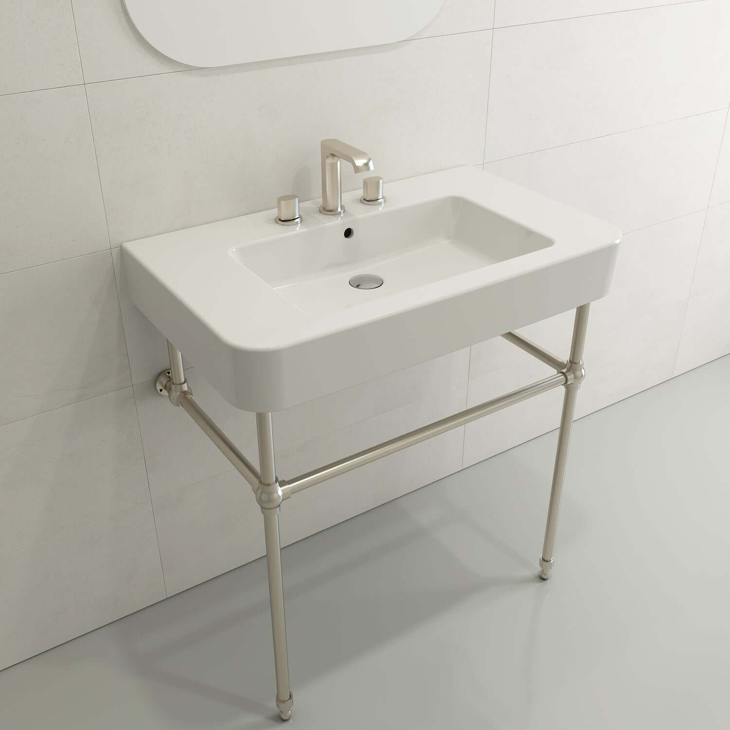 Alternate Image for BOCCHI Parma 34" Rectangle Wallmount Fireclay Bathroom Sink, White, 3 Faucet Hole, 1124-001-0127