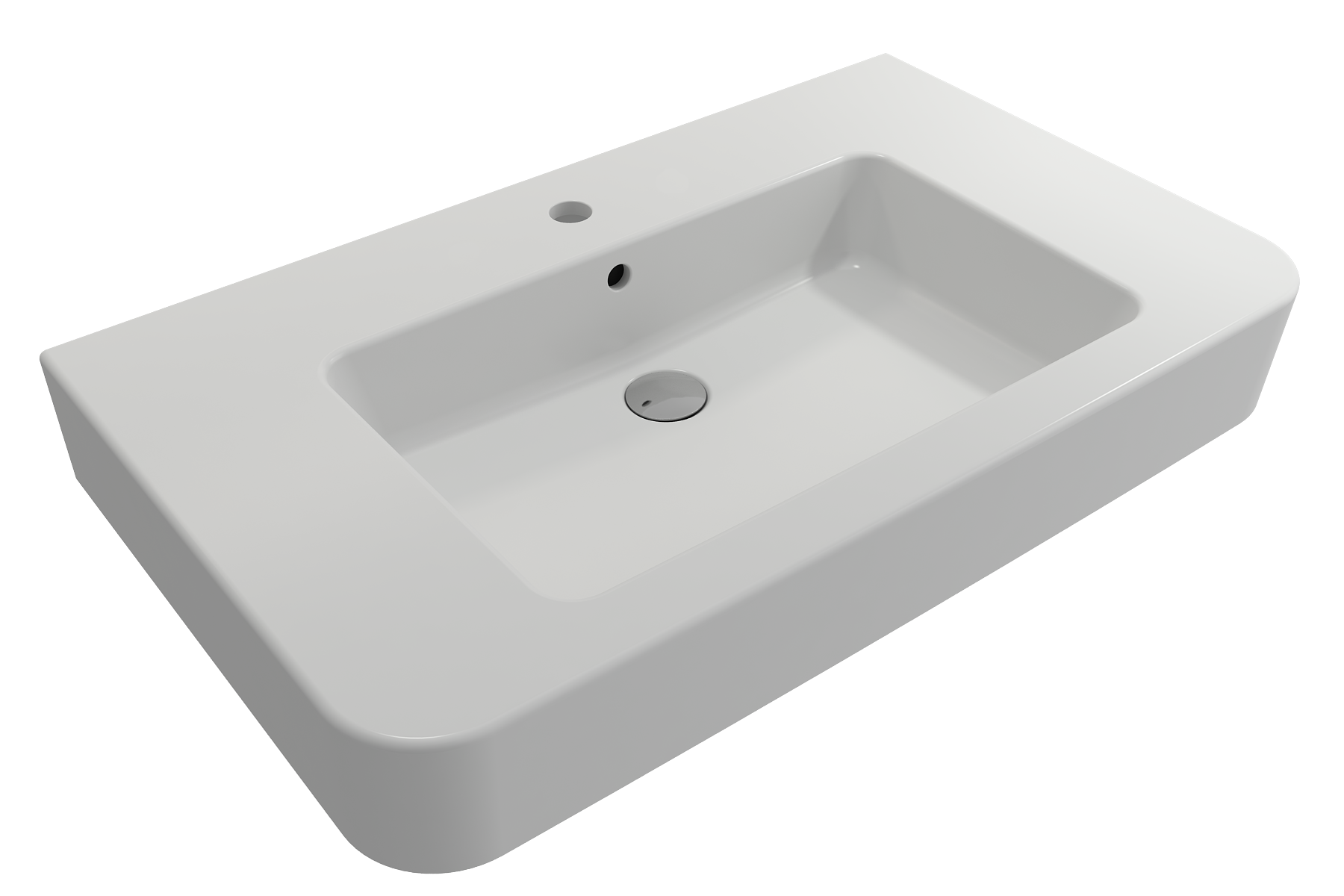 Alternate Image for BOCCHI Parma 34" Rectangle Wallmount Fireclay Bathroom Sink, Matte White, Single Faucet Hole, 1124-002-0126