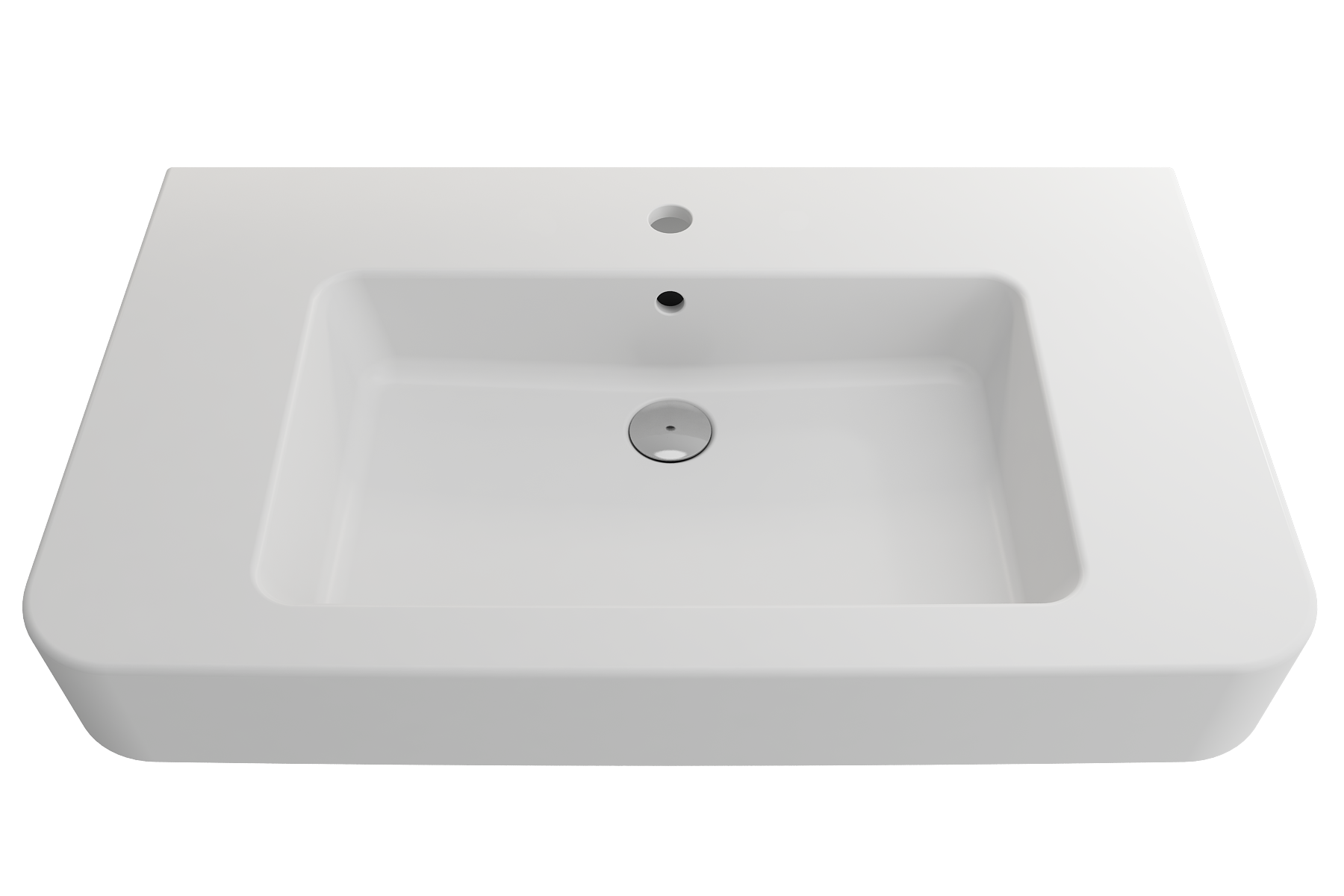 Alternate Image for BOCCHI Parma 34" Rectangle Wallmount Fireclay Bathroom Sink, Matte White, Single Faucet Hole, 1124-002-0126