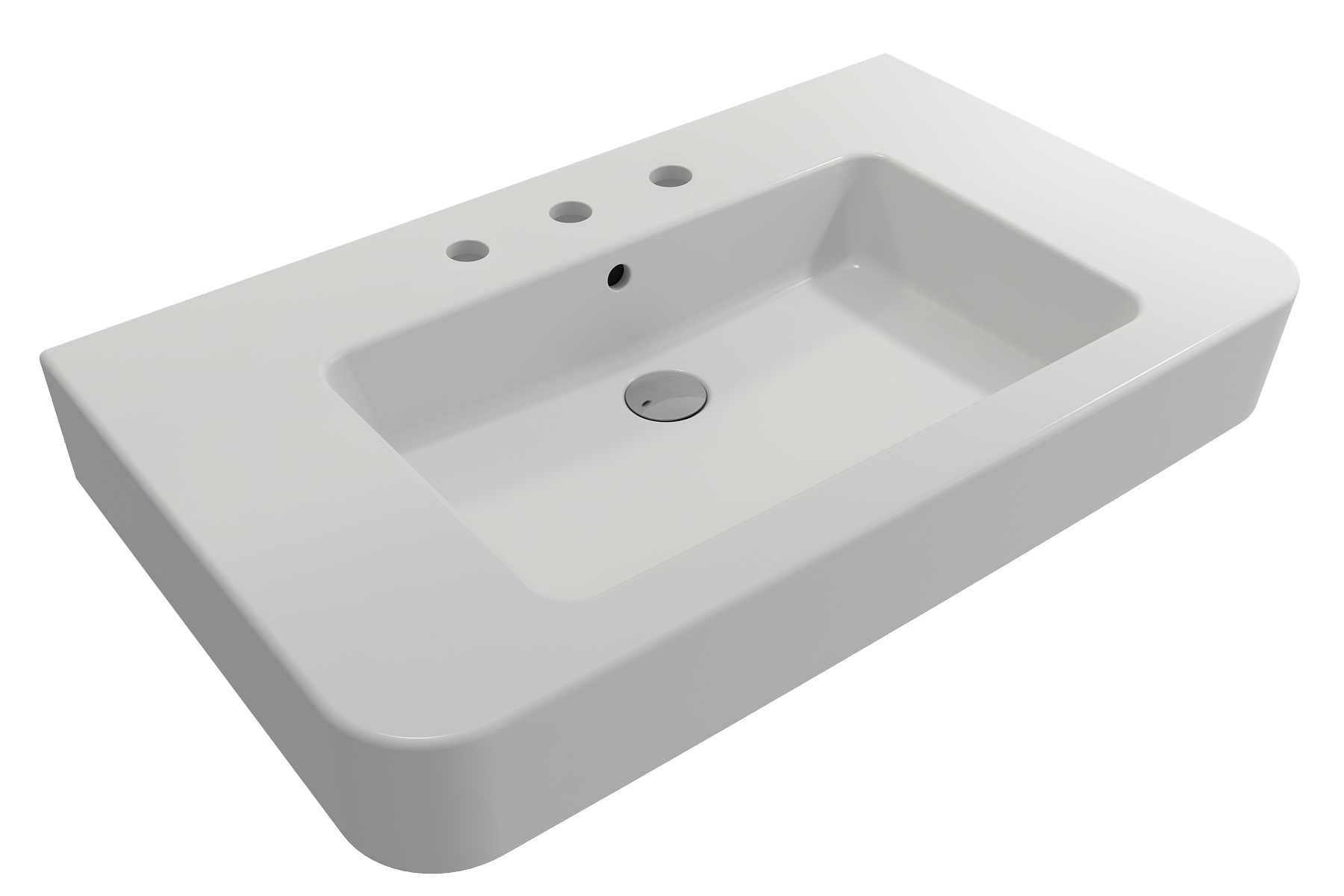 Alternate Image for BOCCHI Parma 34" Rectangle Wallmount Fireclay Bathroom Sink, Matte White, 3 Faucet Hole, 1124-002-0127