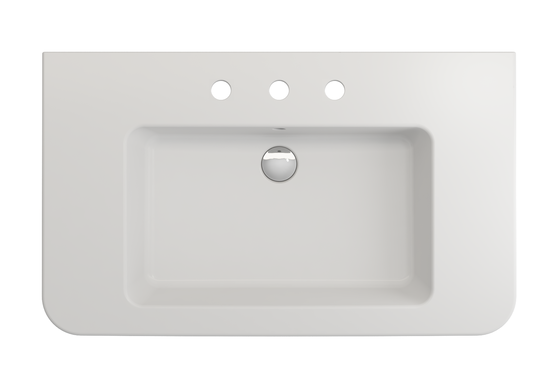 Alternate Image for BOCCHI Parma 34" Rectangle Wallmount Fireclay Bathroom Sink, Matte White, 3 Faucet Hole, 1124-002-0127