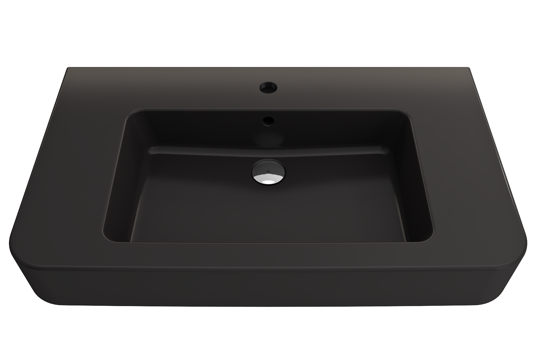 Alternate Image for BOCCHI Parma 34" Rectangle Wallmount Fireclay Bathroom Sink, Matte Black, Single Faucet Hole, 1124-004-0126