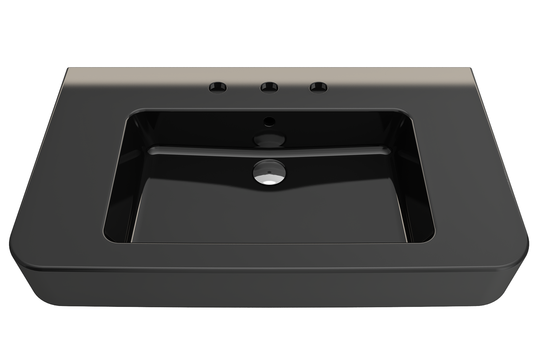 Alternate Image for BOCCHI Parma 34" Rectangle Wallmount Fireclay Bathroom Sink, Black, 3 Faucet Hole, 1124-005-0127