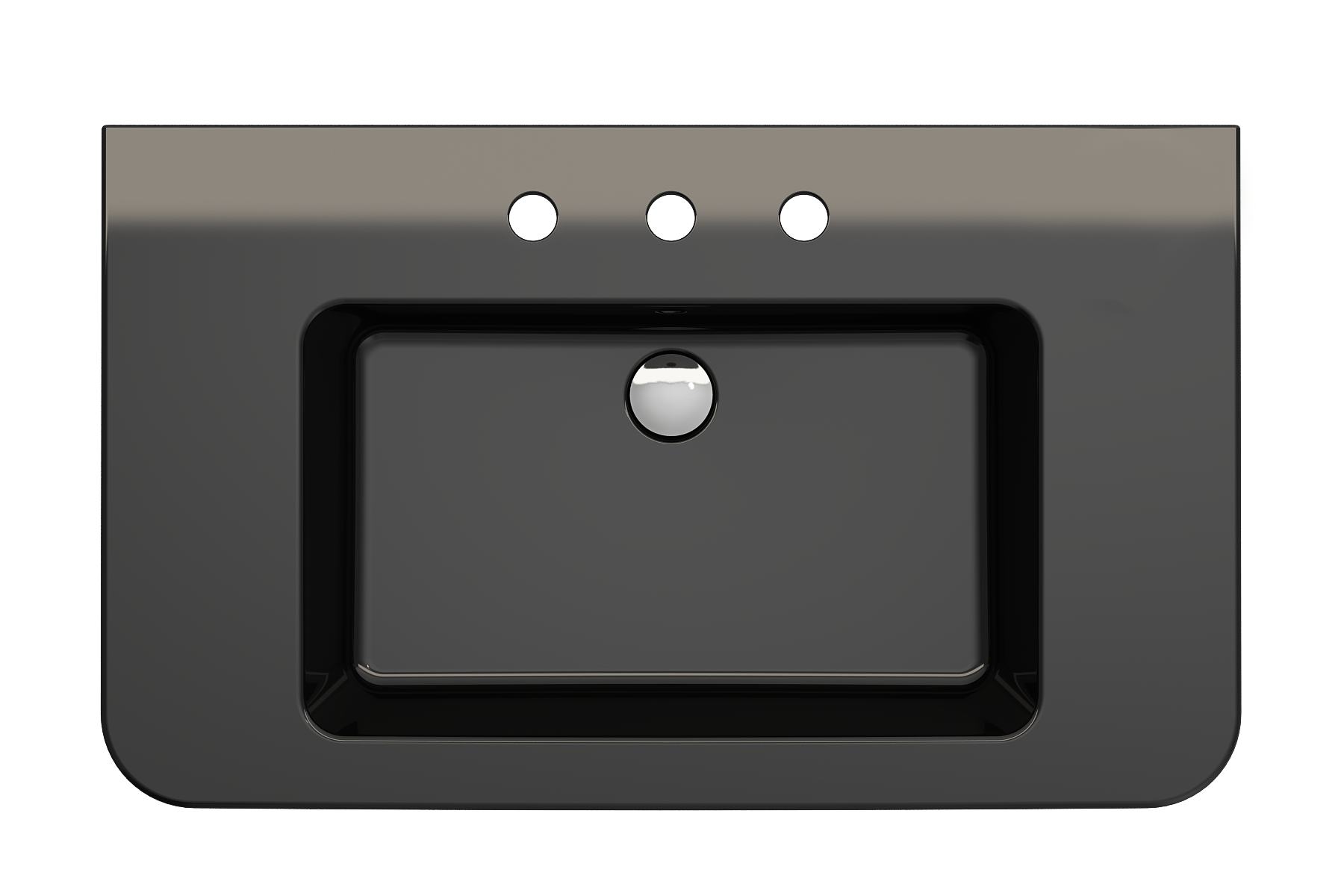 Alternate Image for BOCCHI Parma 34" Rectangle Wallmount Fireclay Bathroom Sink, Black, 3 Faucet Hole, 1124-005-0127