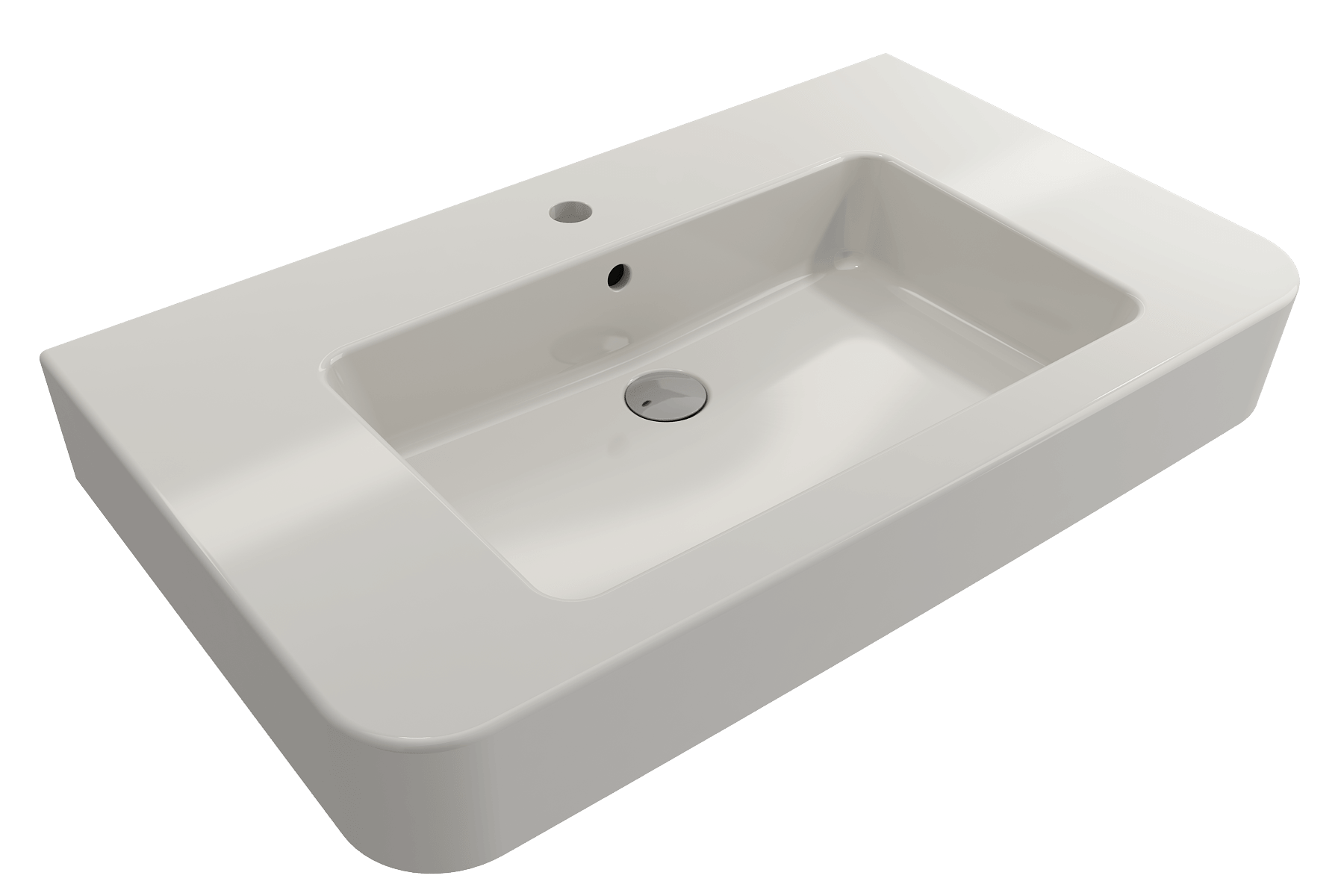 Alternate Image for BOCCHI Parma 34" Rectangle Wallmount Fireclay Bathroom Sink, Biscuit, Single Faucet Hole, 1124-014-0126