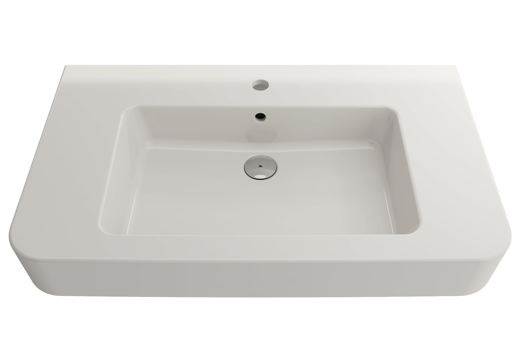 Alternate Image for BOCCHI Parma 34" Rectangle Wallmount Fireclay Bathroom Sink, Biscuit, Single Faucet Hole, 1124-014-0126