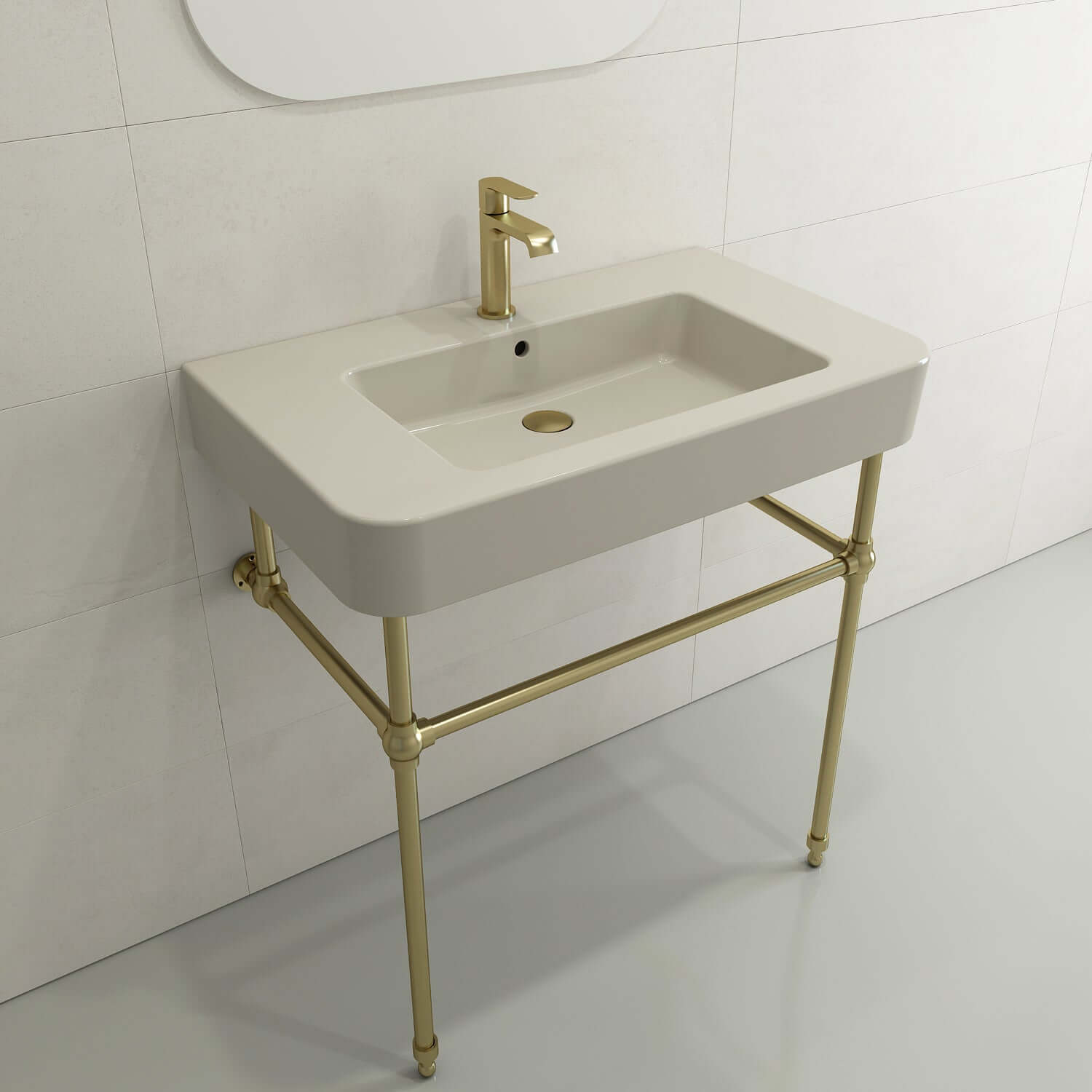 Alternate Image for BOCCHI Parma 34" Rectangle Wallmount Fireclay Bathroom Sink, Biscuit, Single Faucet Hole, 1124-014-0126