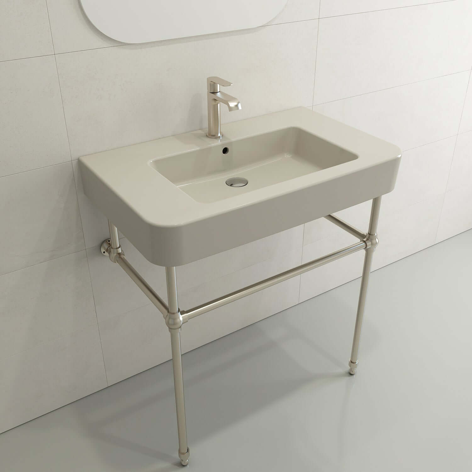 Alternate Image for BOCCHI Parma 34" Rectangle Wallmount Fireclay Bathroom Sink, Biscuit, Single Faucet Hole, 1124-014-0126