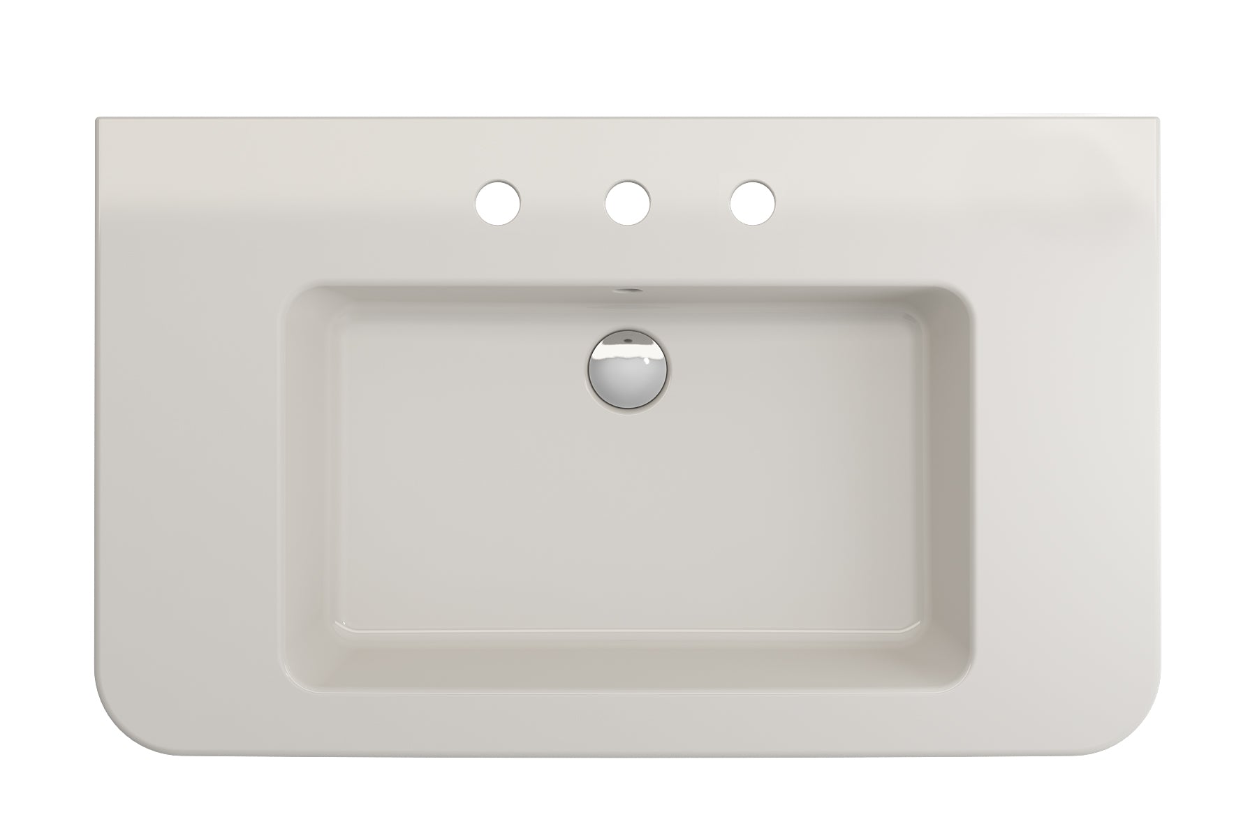 Alternate Image for BOCCHI Parma 34" Rectangle Wallmount Fireclay Bathroom Sink, Biscuit, 3 Faucet Hole, 1124-014-0127