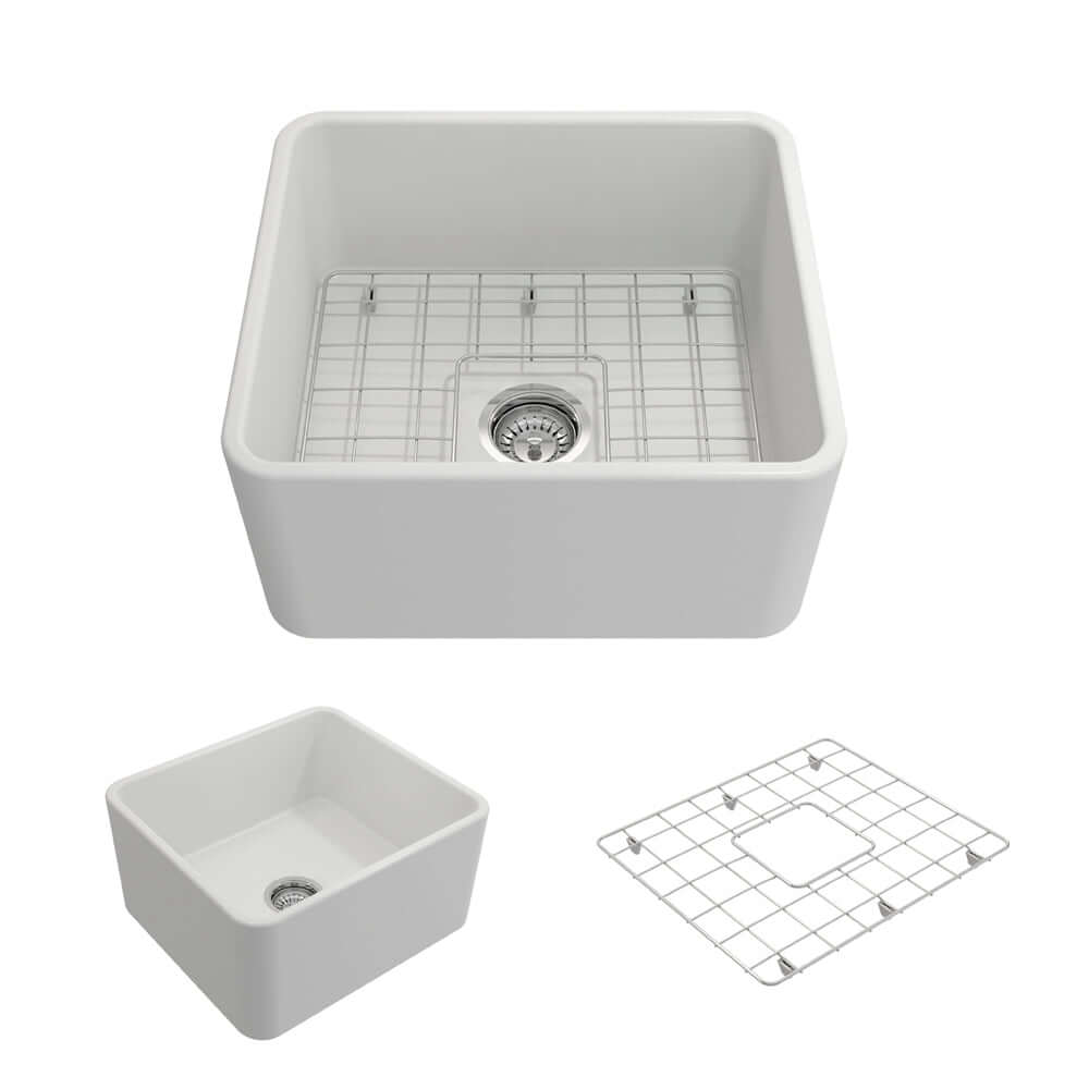 Alternate Image for BOCCHI Classico 20" Fireclay Farmhouse Apron Single Bowl Kitchen Sink, Matte White, 1136-002-0120