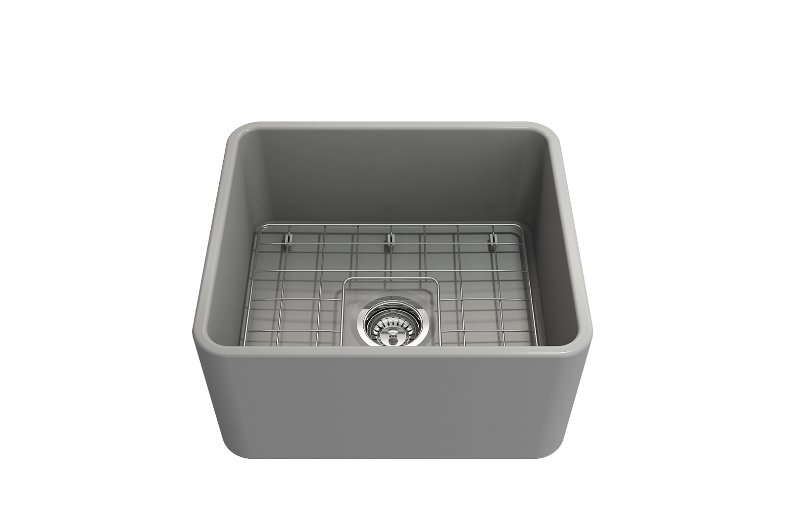 Alternate Image for BOCCHI Classico 20" Fireclay Farmhouse Apron Single Bowl Kitchen Sink, Matte Gray, 1136-006-0120
