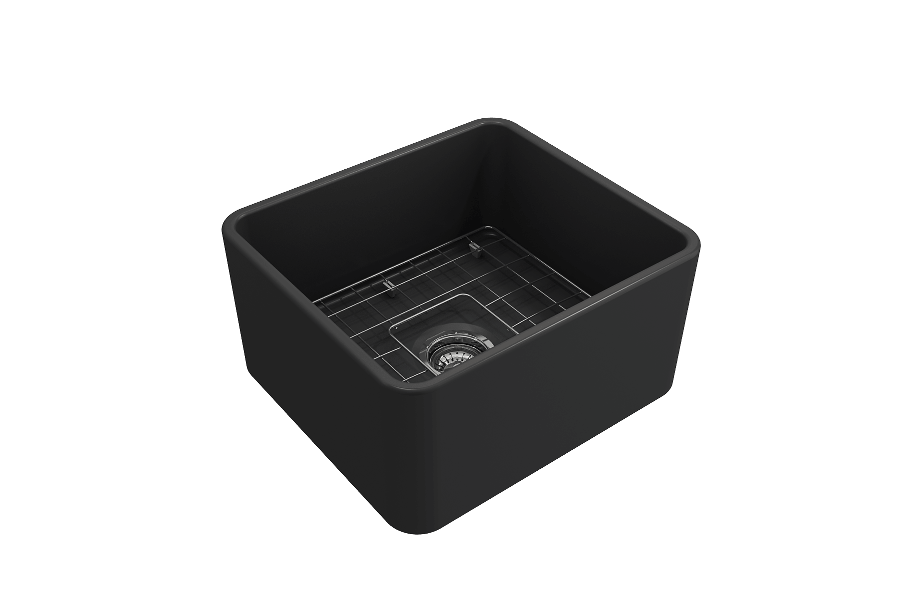 Alternate Image for BOCCHI Classico 20" Fireclay Farmhouse Apron Single Bowl Kitchen Sink, Matte Dark Gray, 1136-020-0120