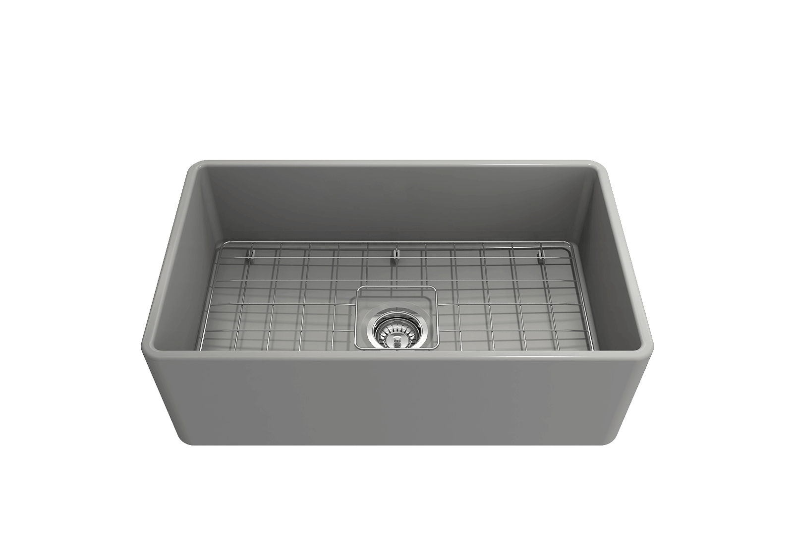Alternate Image for BOCCHI Classico 30" Fireclay Farmhouse Apron Single Bowl Kitchen Sink, Matte Gray, 1138-006-0120