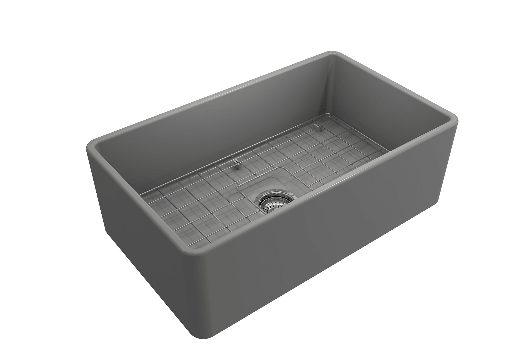 Alternate Image for BOCCHI Classico 30" Fireclay Farmhouse Apron Single Bowl Kitchen Sink, Matte Gray, 1138-006-0120