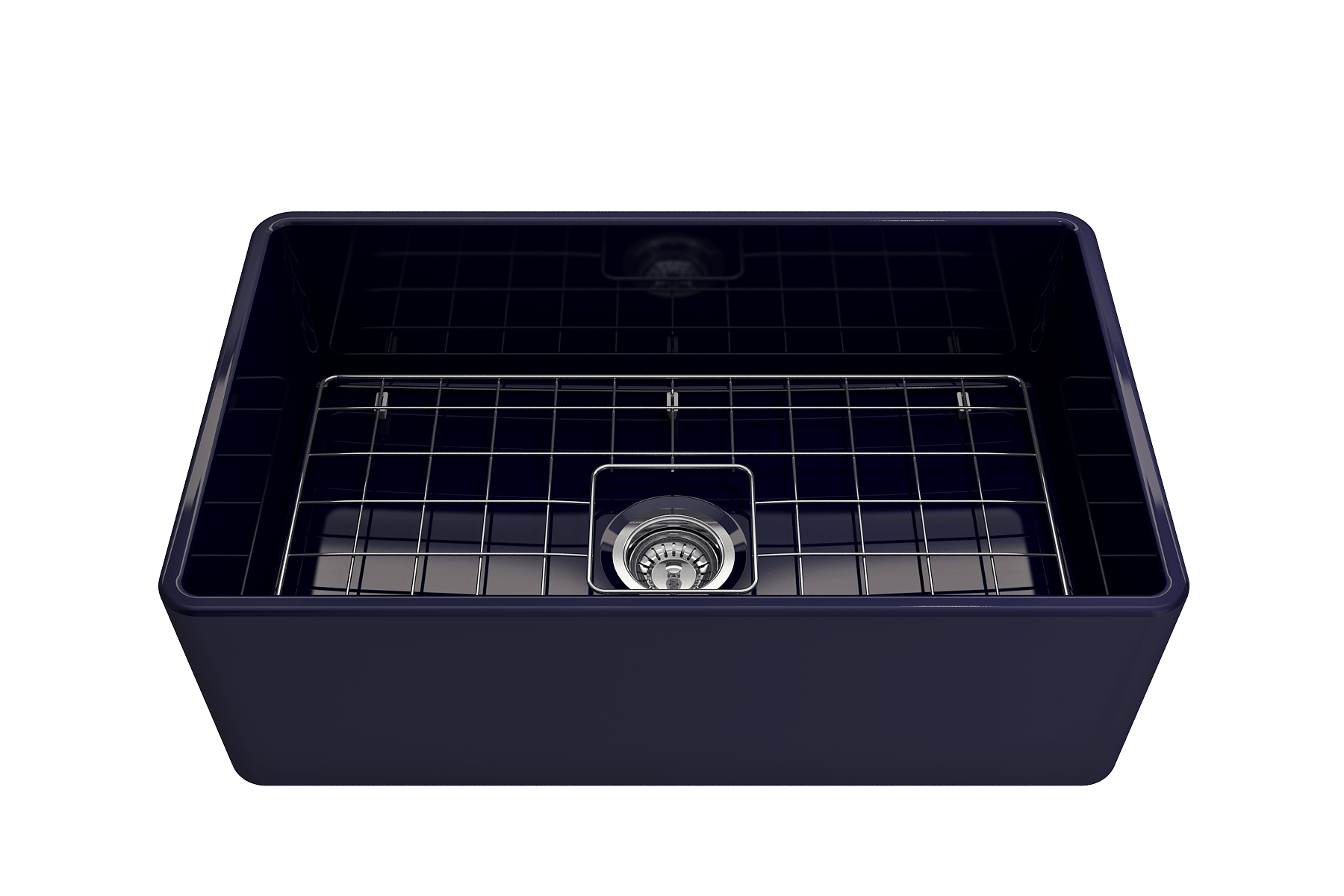 Alternate Image for BOCCHI Classico 30" Fireclay Farmhouse Apron Single Bowl Kitchen Sink, Sapphire Blue, 1138-010-0120