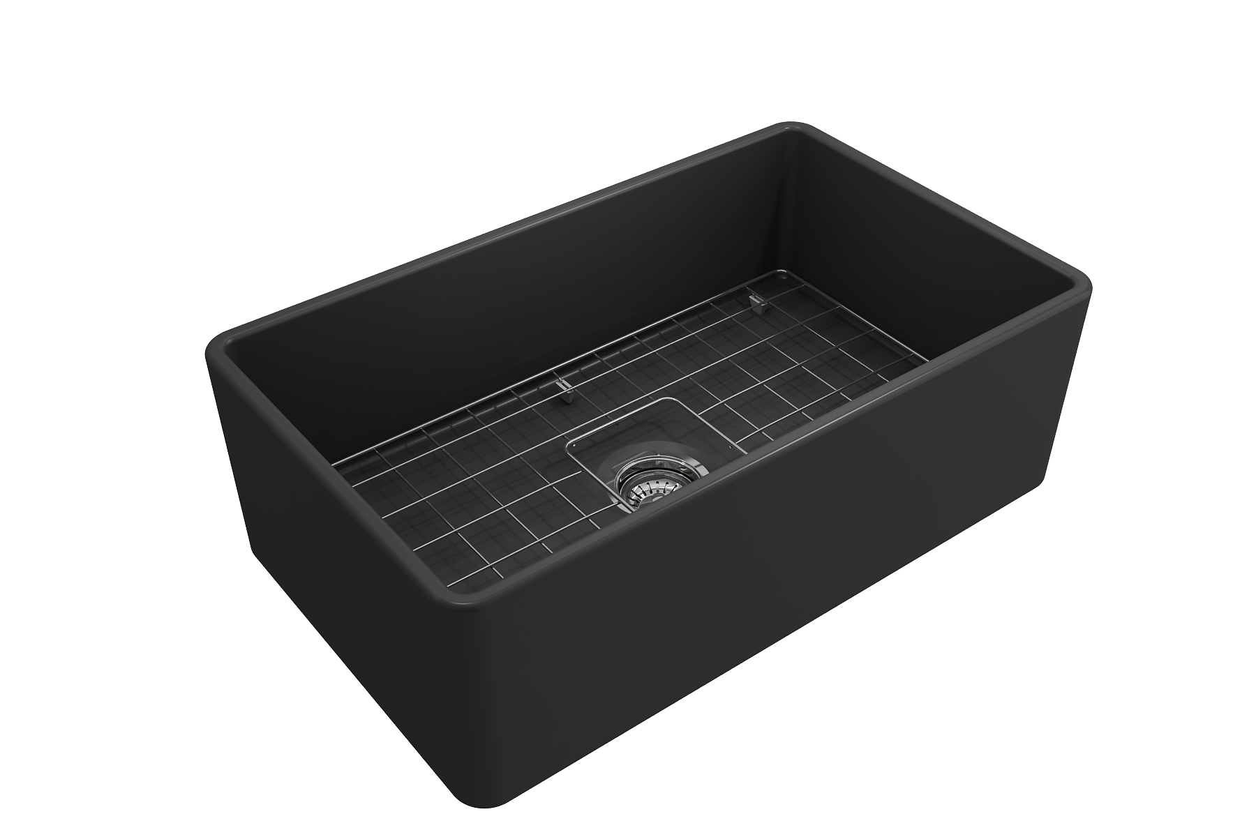 Alternate Image for BOCCHI Classico 30" Fireclay Farmhouse Apron Single Bowl Kitchen Sink, Matte Dark Gray, 1138-020-0120