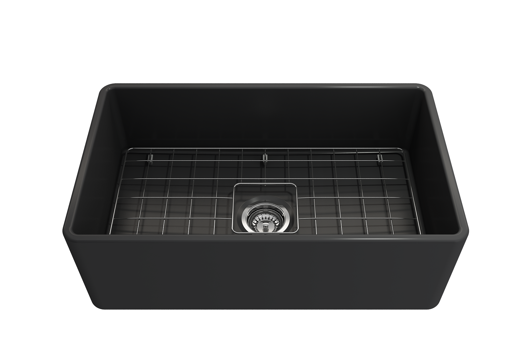 Alternate Image for BOCCHI Classico 30" Fireclay Farmhouse Apron Single Bowl Kitchen Sink, Matte Dark Gray, 1138-020-0120