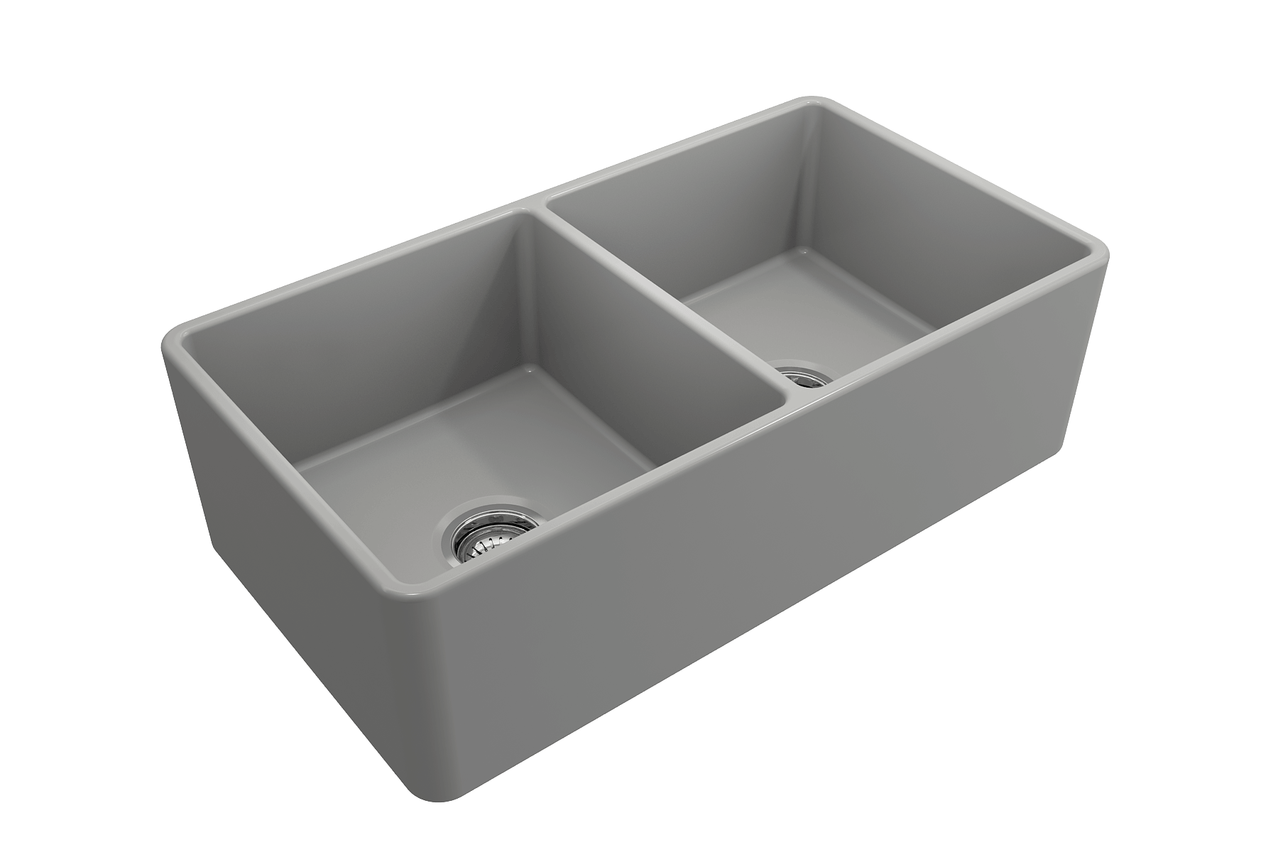 Alternate Image for BOCCHI Classico 33" Fireclay Farmhouse Apron 50/50 Double Bowl Kitchen Sink, Matte Gray, 1139-006-0120