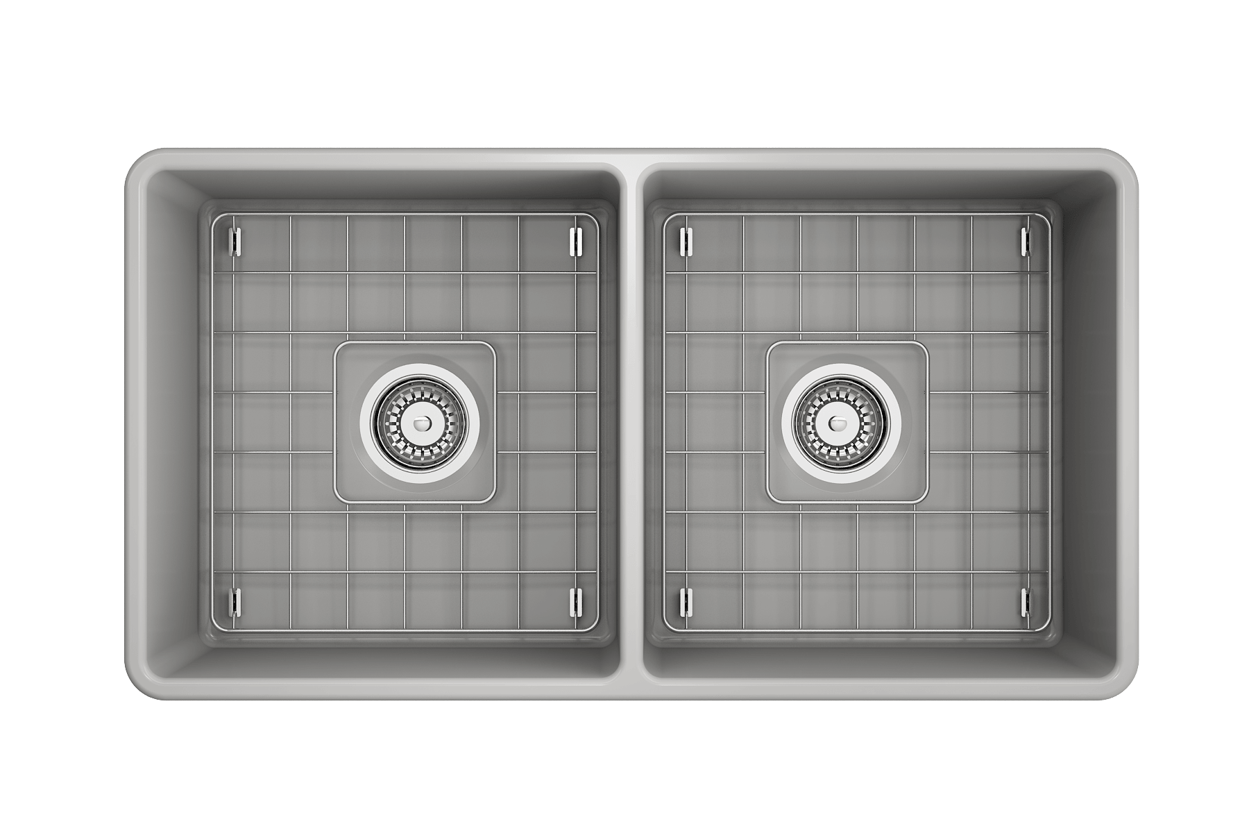 Alternate Image for BOCCHI Classico 33" Fireclay Farmhouse Apron 50/50 Double Bowl Kitchen Sink, Matte Gray, 1139-006-0120