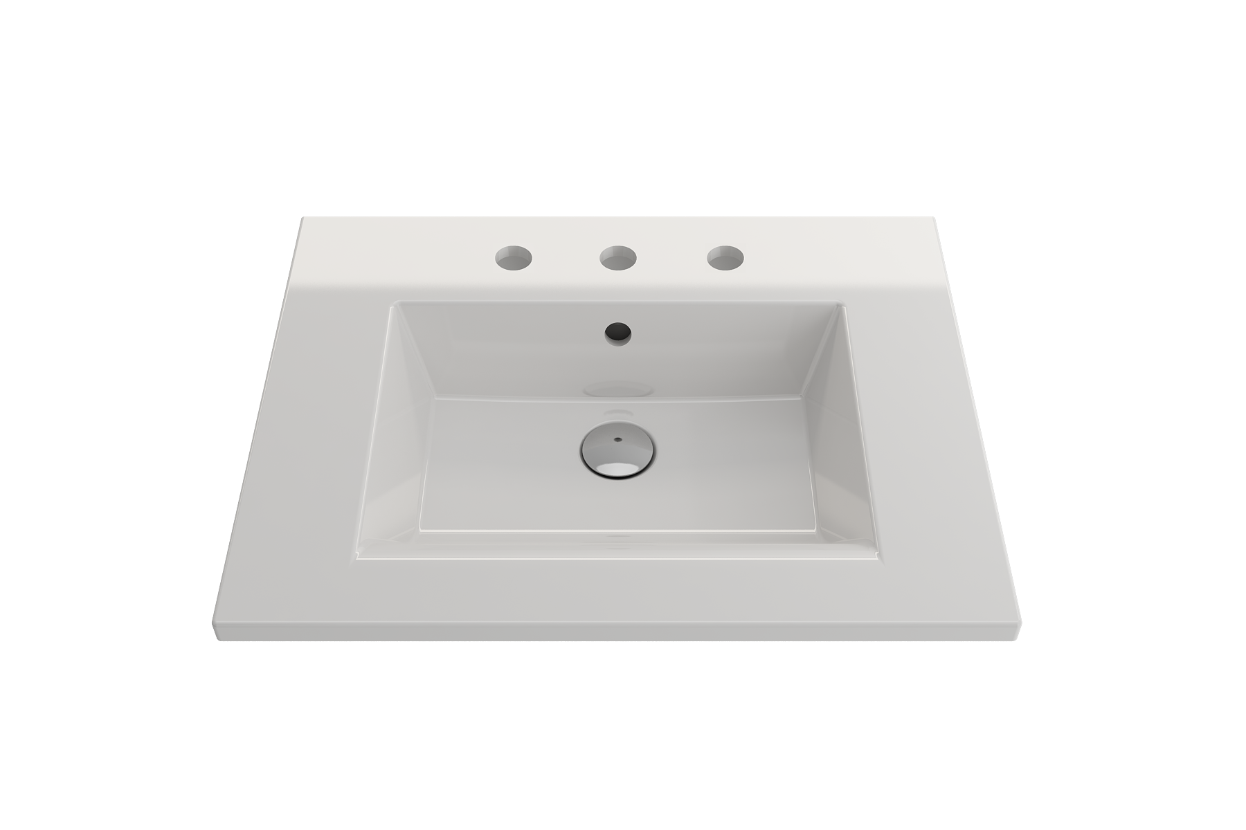 Alternate Image for BOCCHI Ravenna 25" Rectangle Wallmount Fireclay Bathroom Sink, White, 3 Faucet Hole, 1161-001-0127