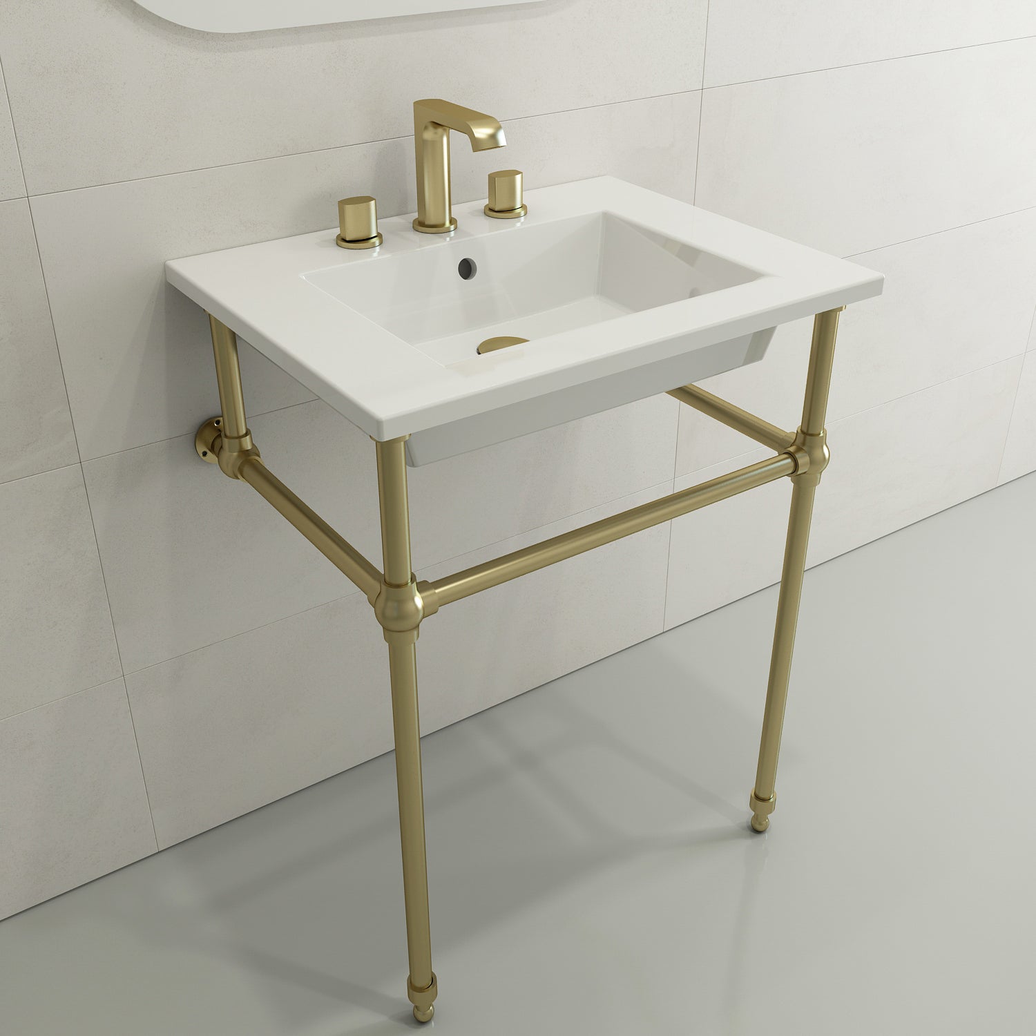 Alternate Image for BOCCHI Ravenna 25" Rectangle Wallmount Fireclay Bathroom Sink, White, 3 Faucet Hole, 1161-001-0127