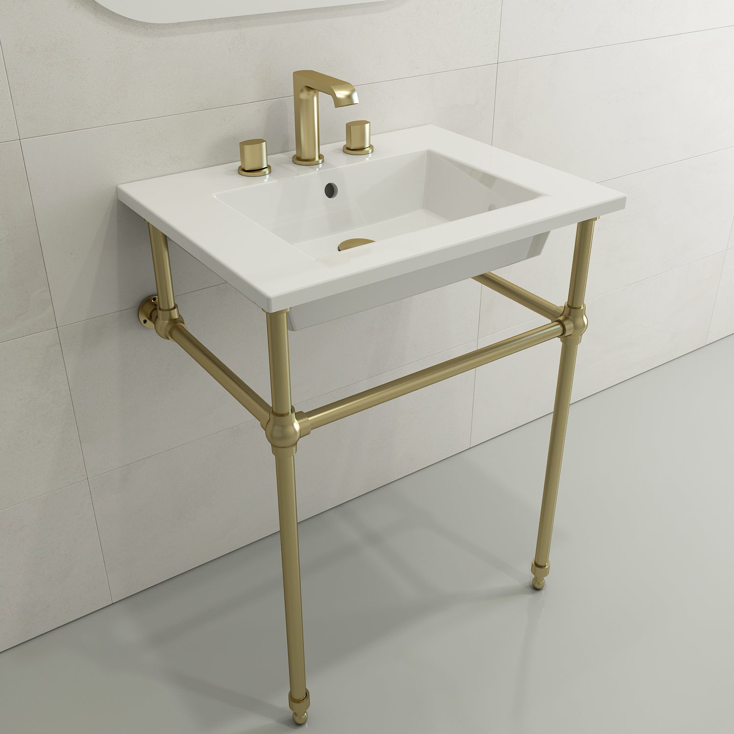 Alternate Image for BOCCHI Ravenna 25" Rectangle Wallmount Fireclay Bathroom Sink, White, 3 Faucet Hole, 1161-001-0127