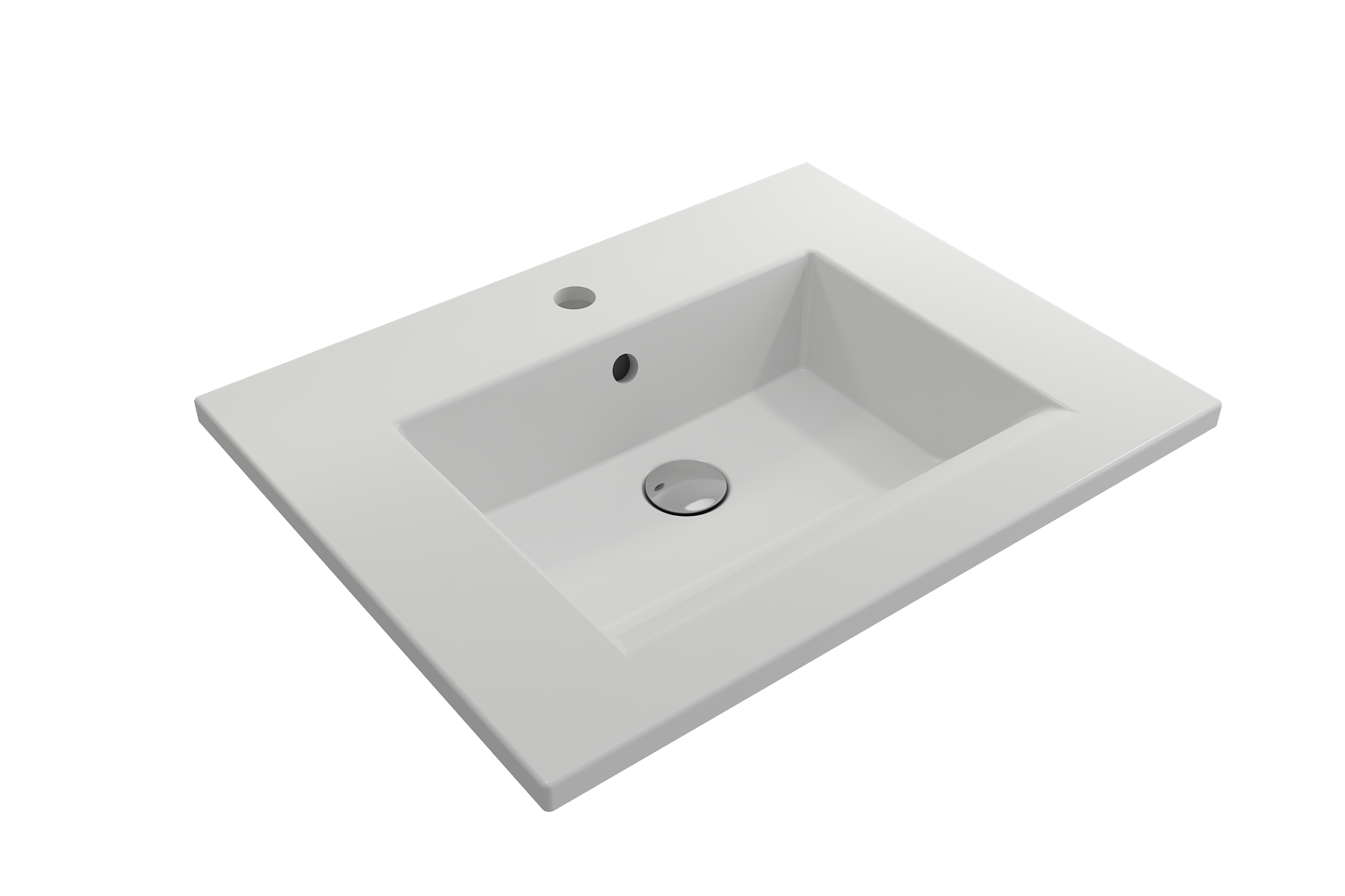 Alternate Image for BOCCHI Ravenna 25" Rectangle Wallmount Fireclay Bathroom Sink, Matte White, Single Faucet Hole, 1161-002-0126