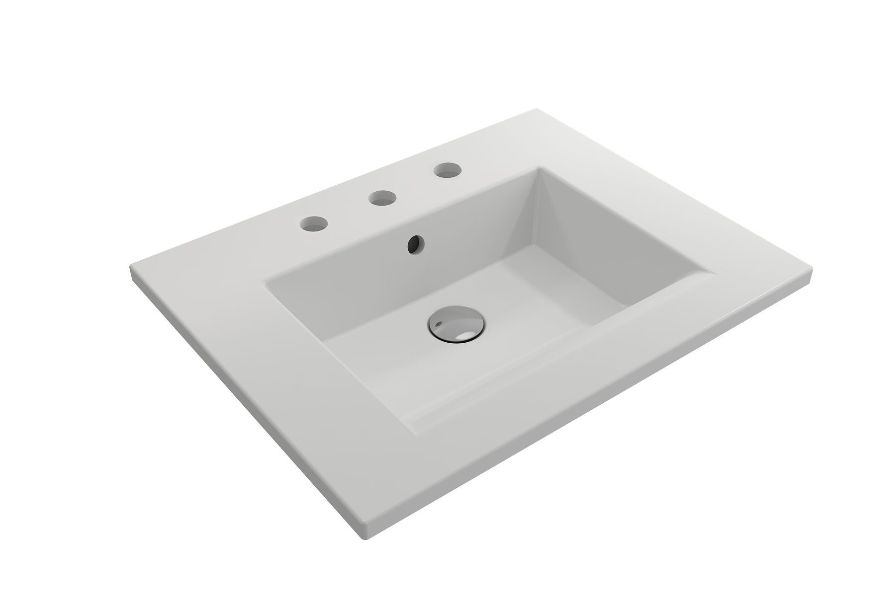 Alternate Image for BOCCHI Ravenna 25" Rectangle Wallmount Fireclay Bathroom Sink, Matte White, 3 Faucet Hole, 1161-002-0127
